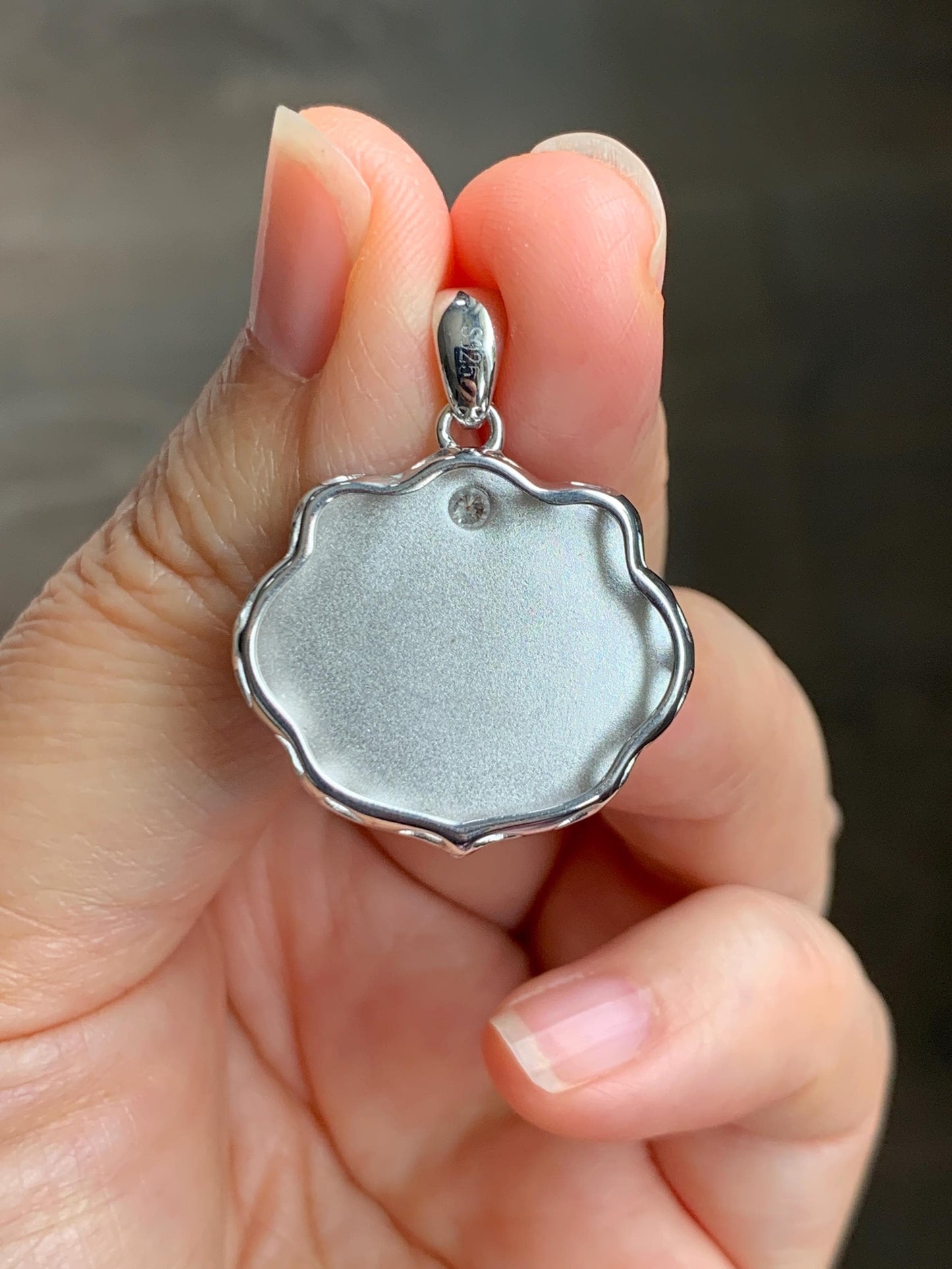 Certified Natural Grade A Guatemalan Icy Translucent Teal Green Jade Jadeite Heart Ruyi Lock Pendant Sterling Silver 6.7g 天然冰危绿翡翠爱心如意锁吊坠 221