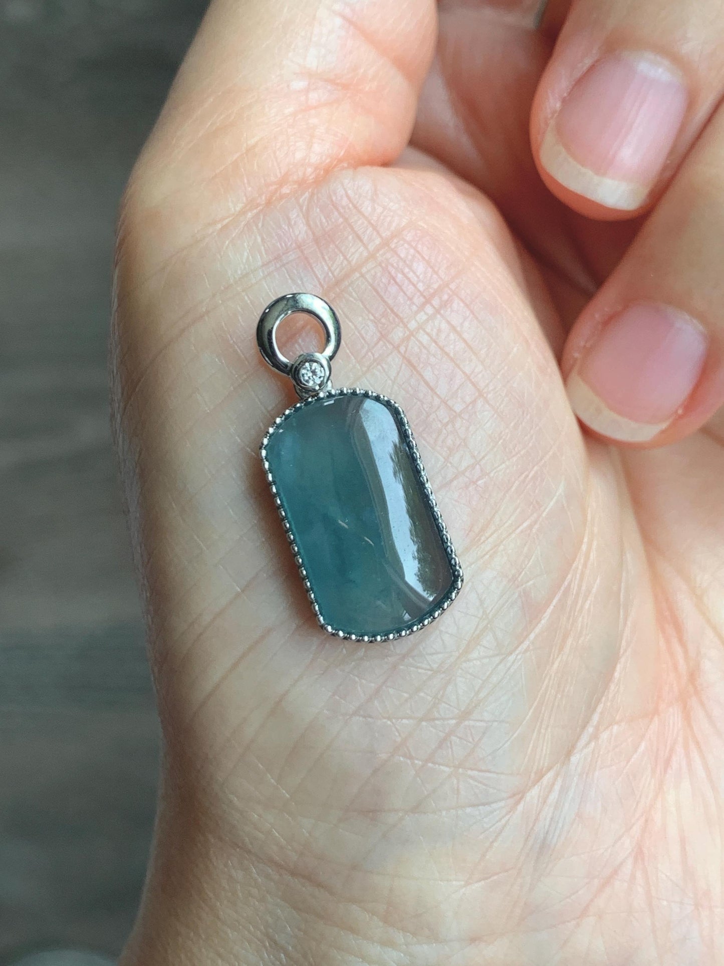 Certified Natural Grade A Guatemalan Icy Translucent Teal Blue Jade Jadeite Wu Shi Pai Saddle Pendant Sterling Silver 天然冰危蓝翡翠马鞍无事牌吊坠 246