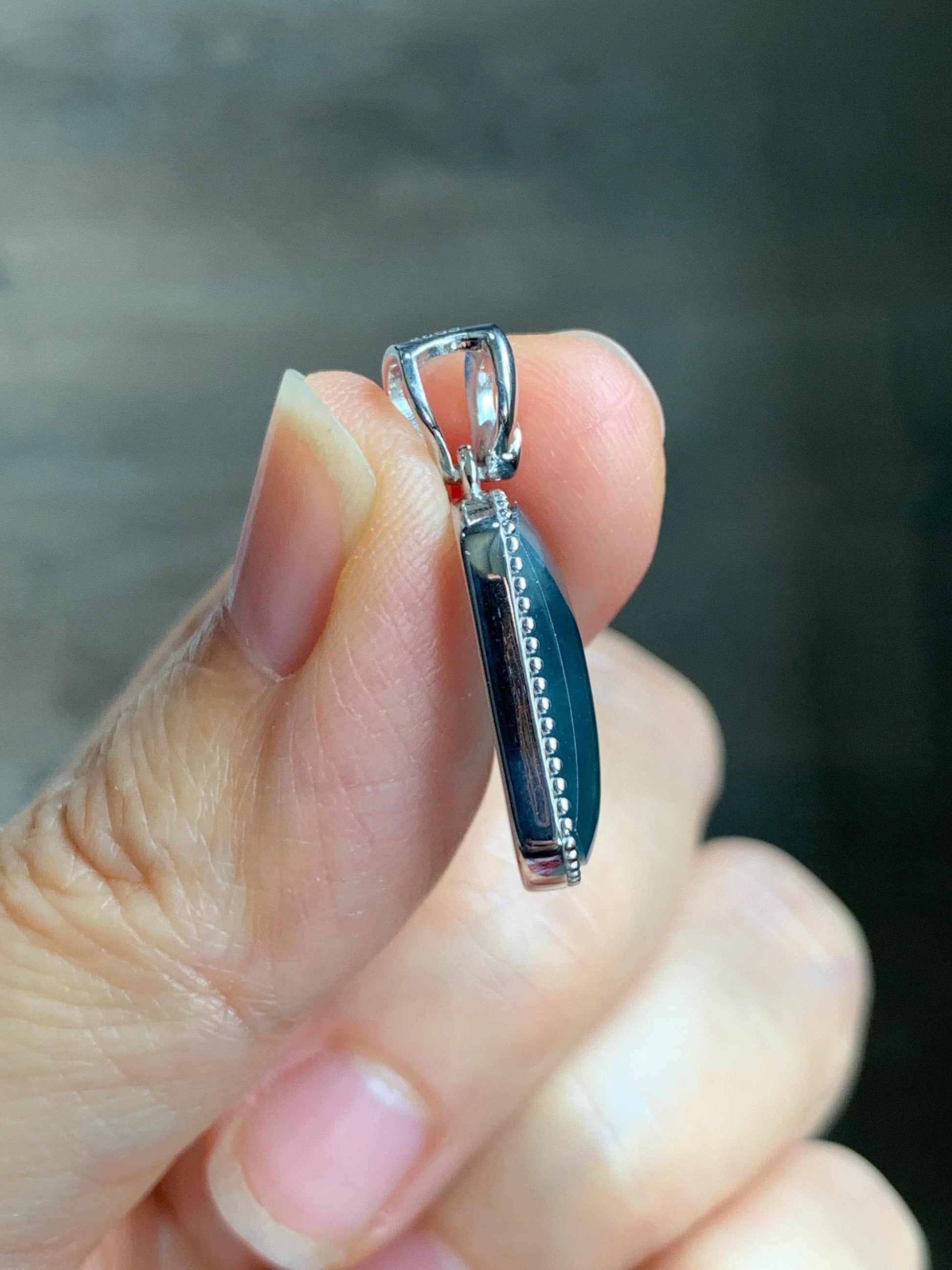 Certified Natural Grade A Guatemalan Icy Translucent Teal Blue Jade Jadeite Wu Shi Pai Saddle Pendant Sterling Silver 天然冰危蓝翡翠马鞍无事牌吊坠 246