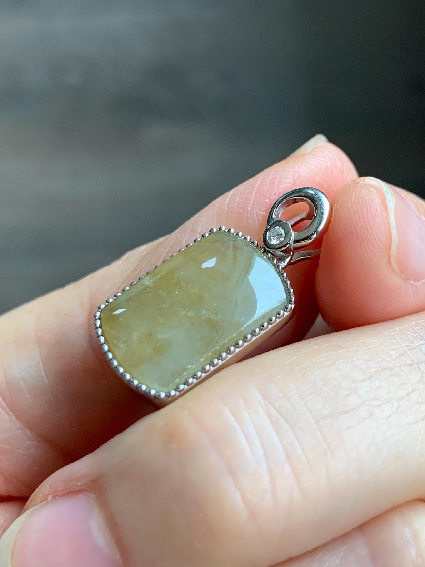 Certified Natural Grade A Icy Translucent Light Yellow Jade Jadeite Wu Shi Pai Saddle Pendant Sterling Silver 3g 天然冰胶撒金翡翠马鞍无事牌吊坠 247