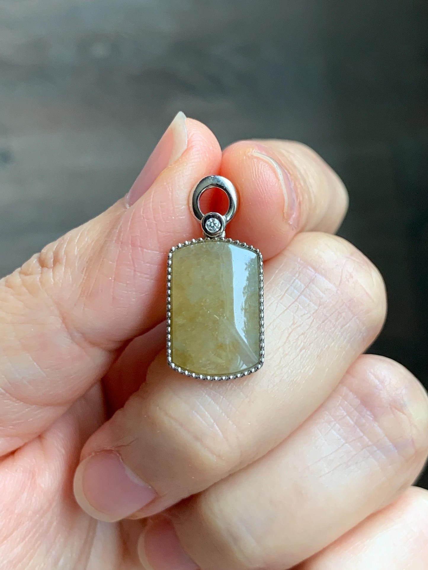 Certified Natural Grade A Icy Translucent Light Yellow Jade Jadeite Wu Shi Pai Saddle Pendant Sterling Silver 3g 天然冰胶撒金翡翠马鞍无事牌吊坠 247