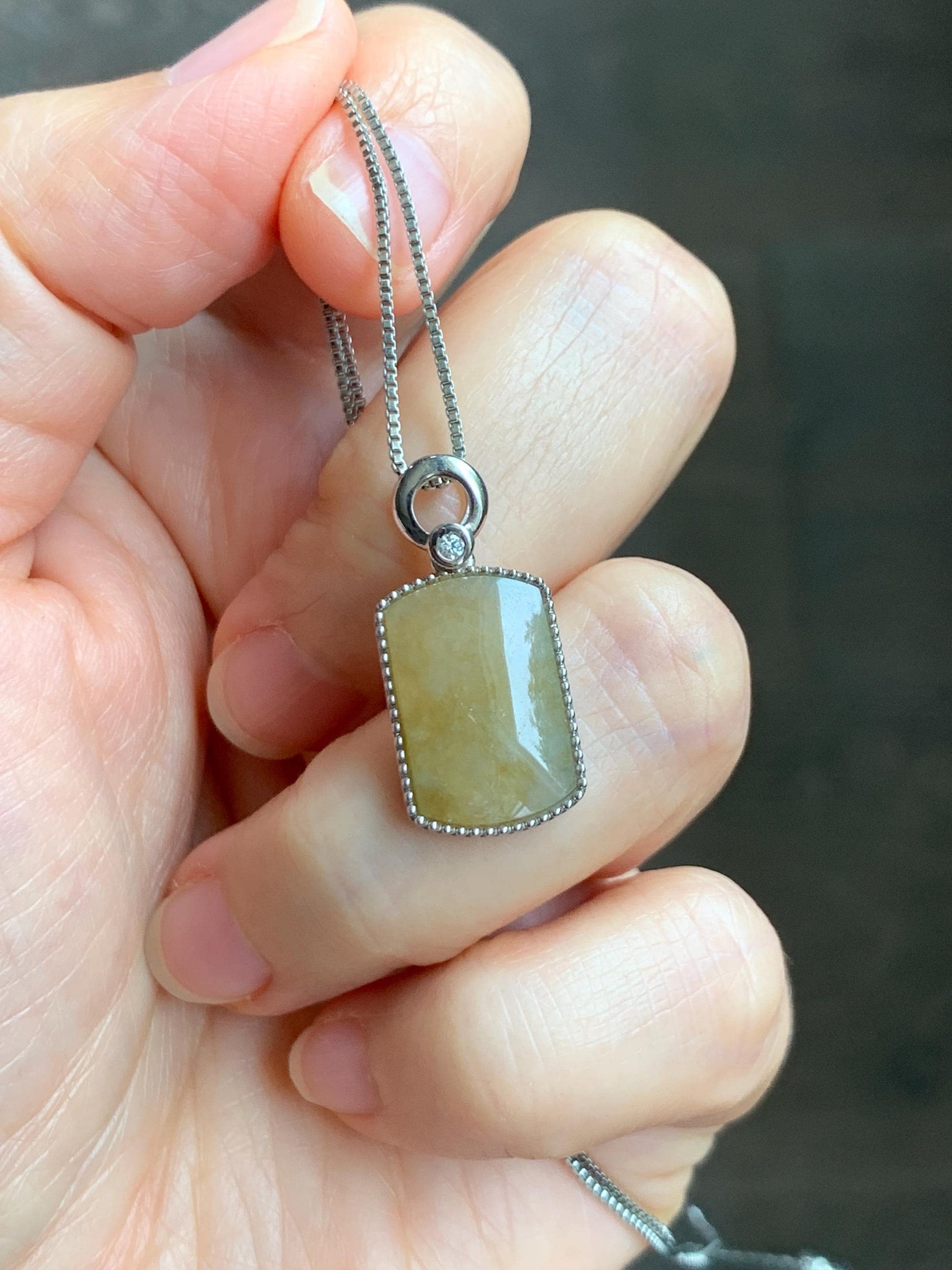 Certified Natural Grade A Icy Translucent Light Yellow Jade Jadeite Wu Shi Pai Saddle Pendant Sterling Silver 3g 天然冰胶撒金翡翠马鞍无事牌吊坠 247