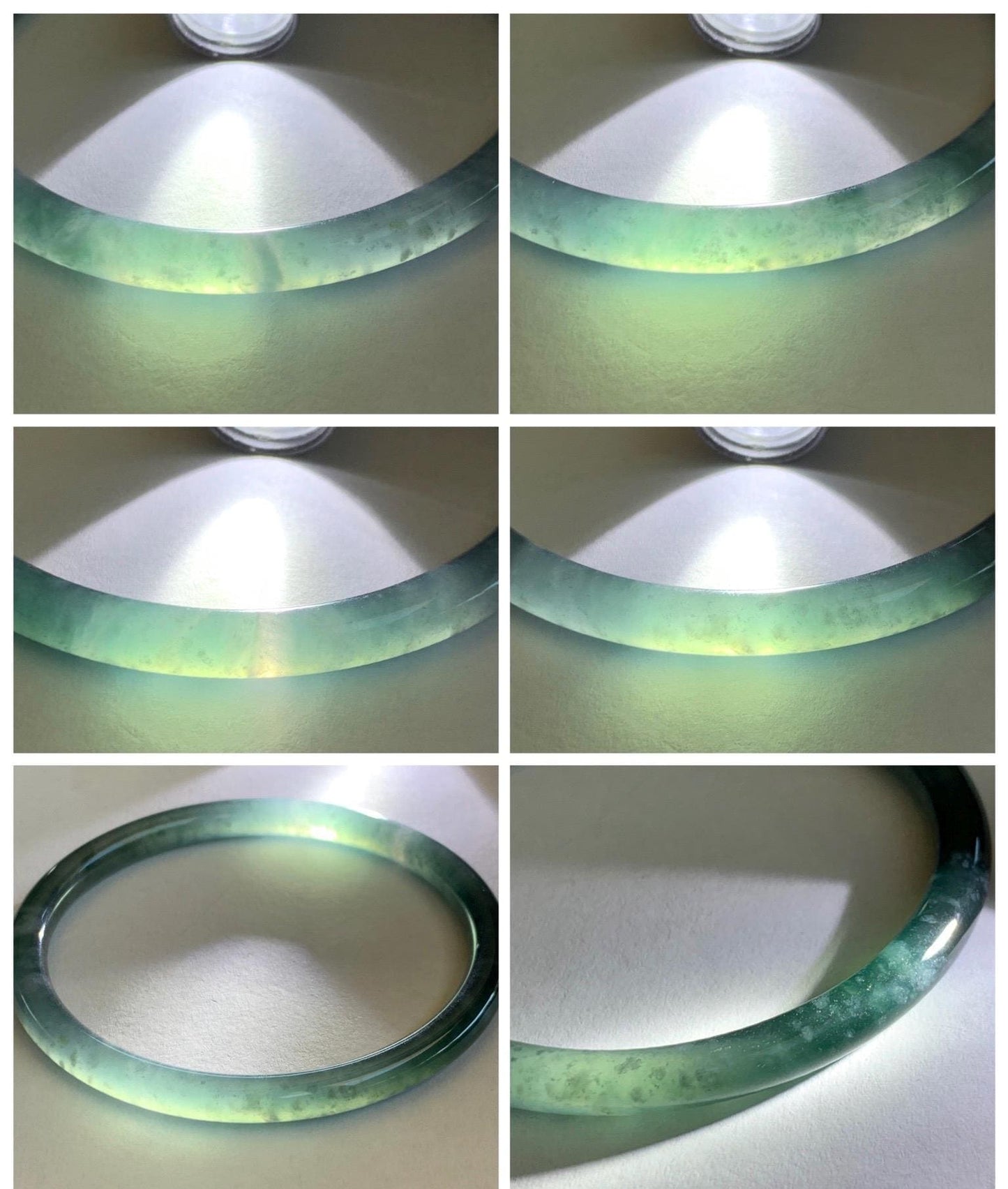 Certified Natural Grade A Guatemalan Icy Translucent Teal Blue Jade Jadeite Slim Bangle 60mm 7.42” 19.7g 天然冰胶危蓝绿翡翠细圆条手镯 1176