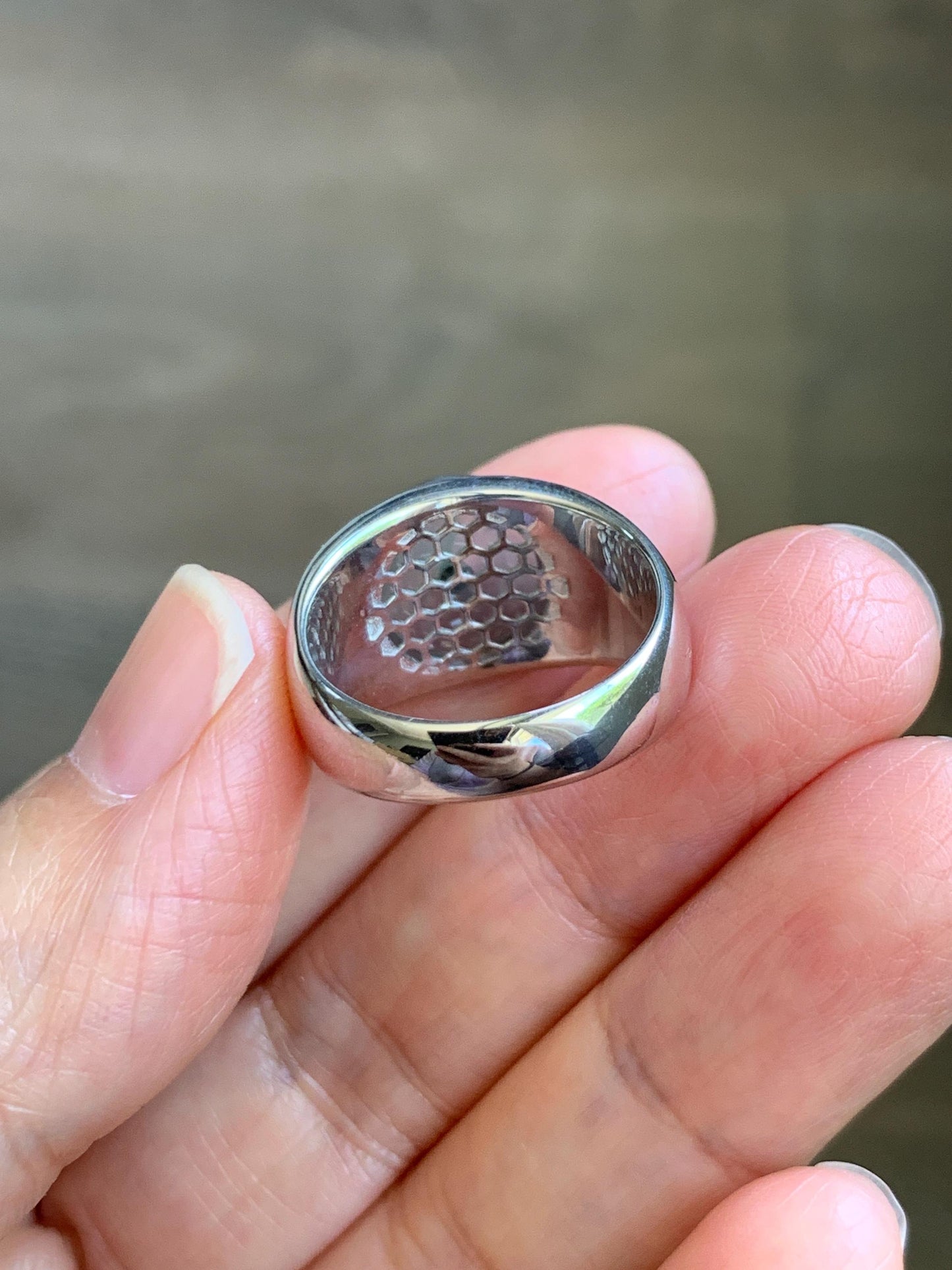 Certified Natural Grade A Icy Translucent Pastel Blue Jade Jadeite Donut Ping An Kou Ring Sterling Silver Size 7.25 US 天然冰胶淡蓝翡翠平安扣银镶戒指 227