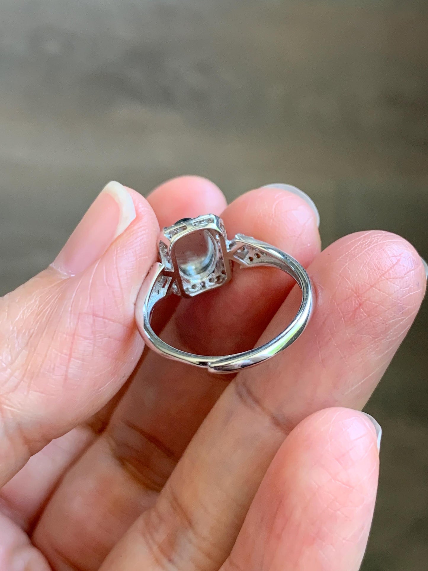 Natural Grade A Guatemalan Icy Translucent Vibrant Green Jade Jadeite Halo Ring Sterling Silver Size Adjustable 天然冰危绿翡翠戒指 WLO110
