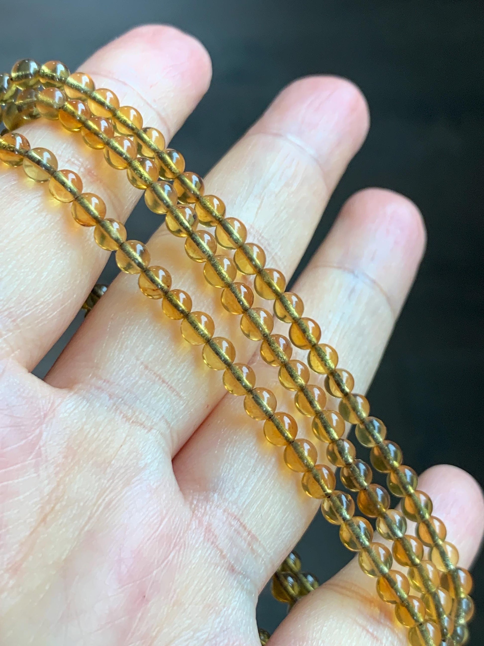 Natural Grade A Icy Dark Dusty Yellow Brown Marbled Jade Jadeite Carved Shan Shui Pendant Beaded Necklace 22” 21g 天然冰黄飘红翡翠山水吊坠蓝珀项链 MSS165