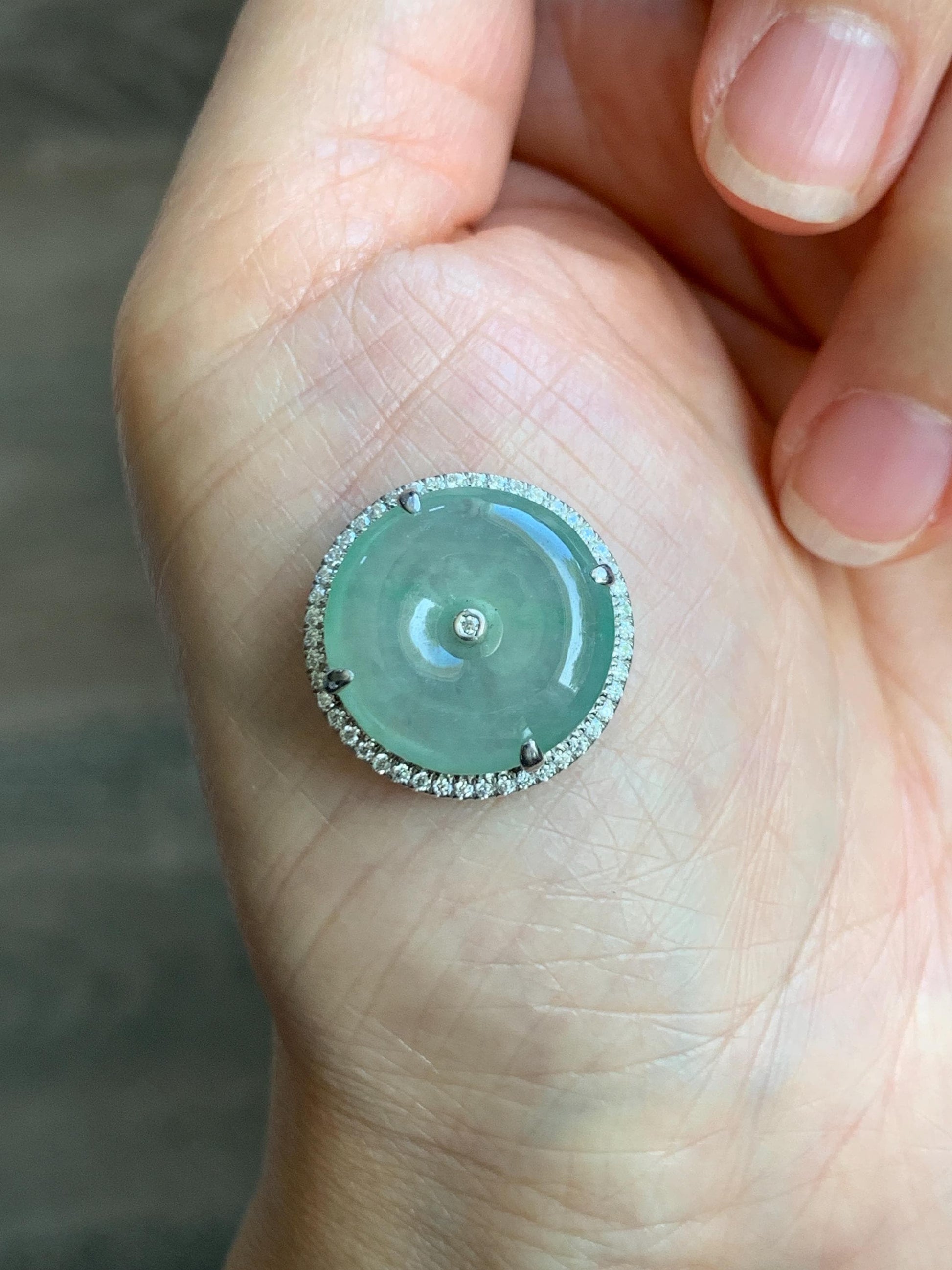 Certified Natural Grade A Icy Translucent Light Green Jade Jadeite Ping An Kou Donut Pendant or Bracelet Sterling Silver 天然冰胶晴色翡翠平安扣吊坠手牌 242