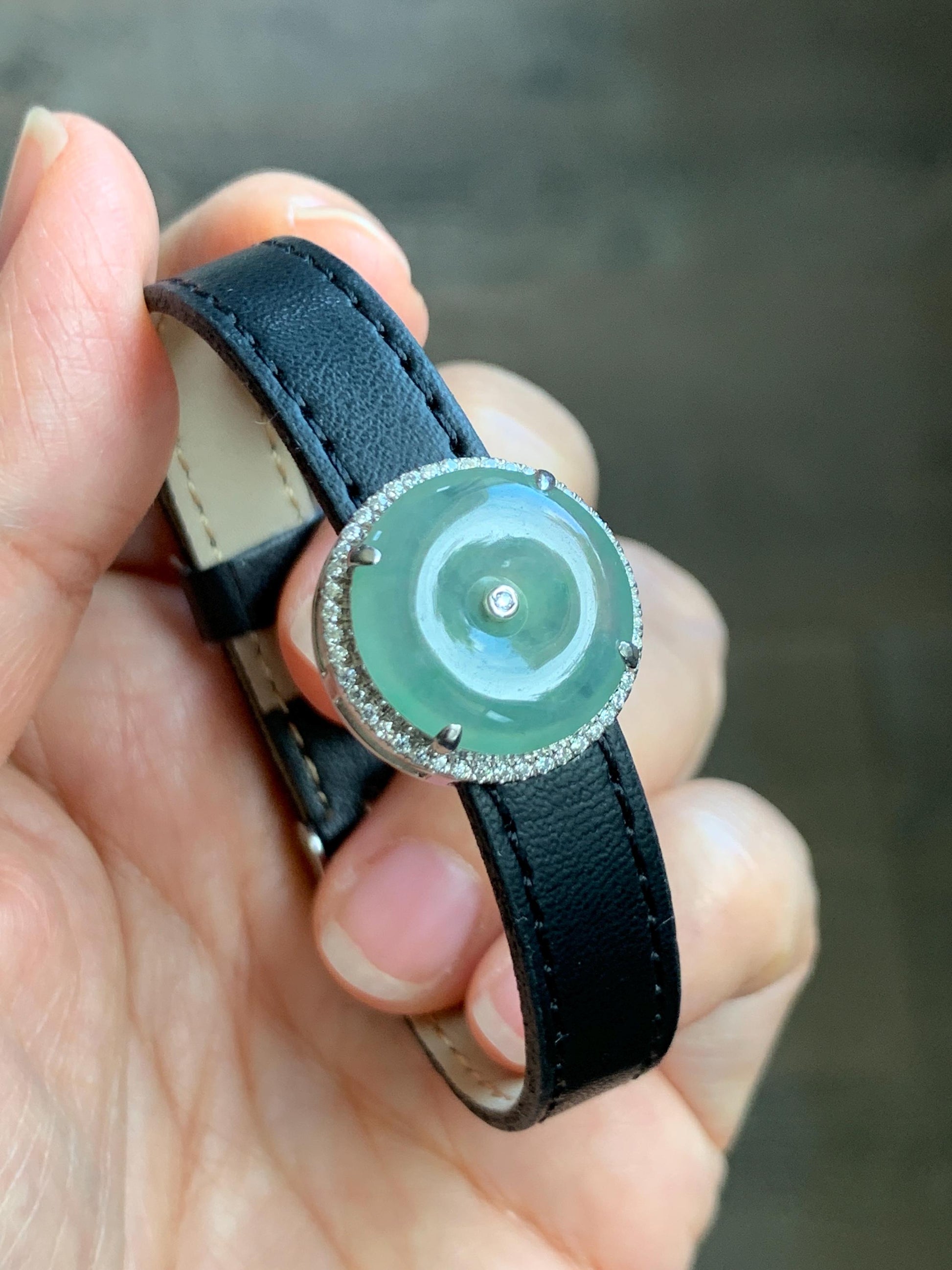 Certified Natural Grade A Icy Translucent Light Green Jade Jadeite Ping An Kou Donut Pendant or Bracelet Sterling Silver 天然冰胶晴色翡翠平安扣吊坠手牌 242