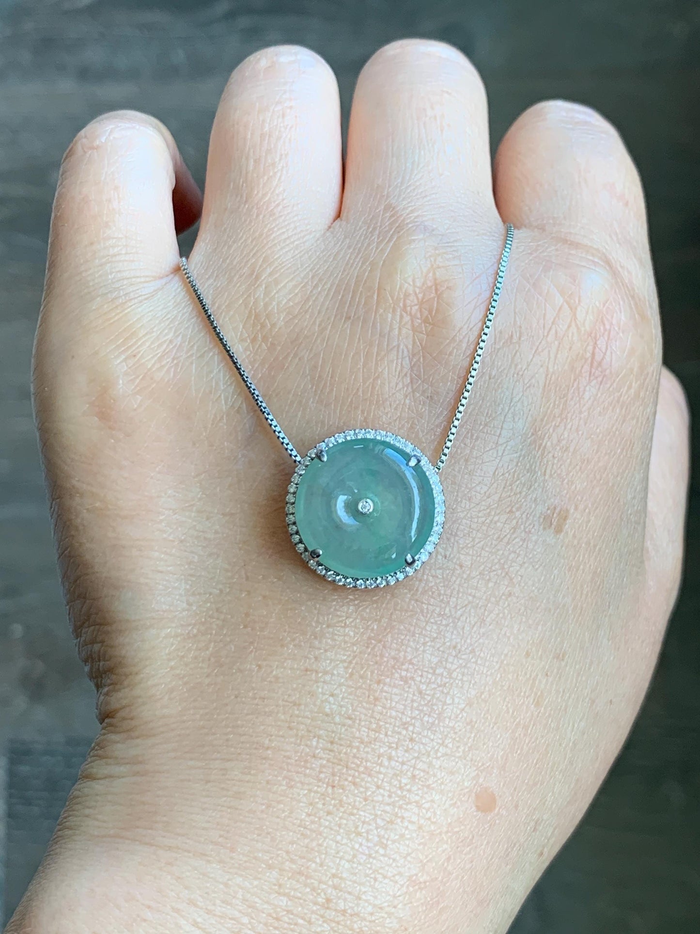 Certified Natural Grade A Icy Translucent Light Green Jade Jadeite Ping An Kou Donut Pendant or Bracelet Sterling Silver 天然冰胶晴色翡翠平安扣吊坠手牌 242