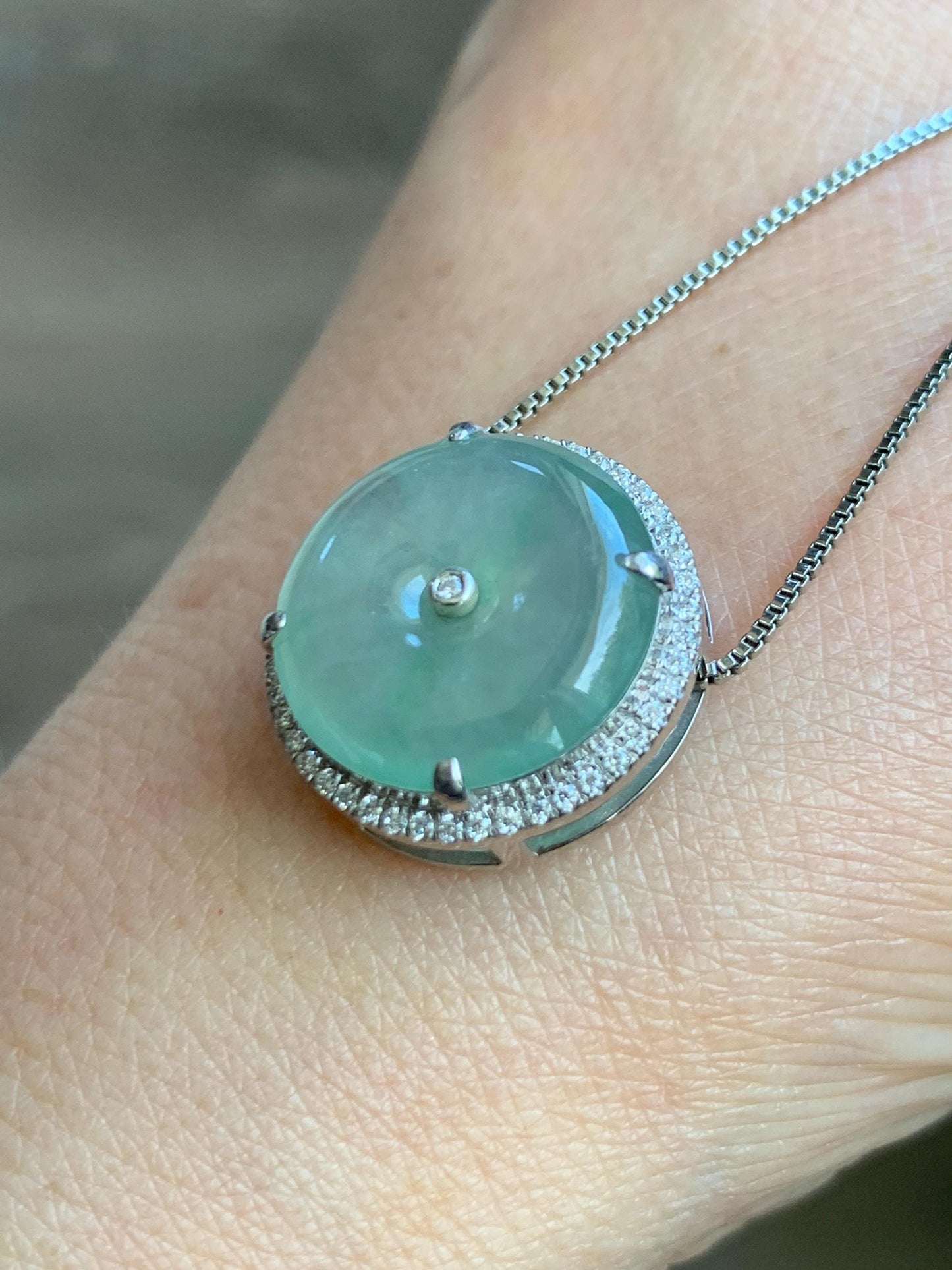 Certified Natural Grade A Icy Translucent Light Green Jade Jadeite Ping An Kou Donut Pendant or Bracelet Sterling Silver 天然冰胶晴色翡翠平安扣吊坠手牌 242