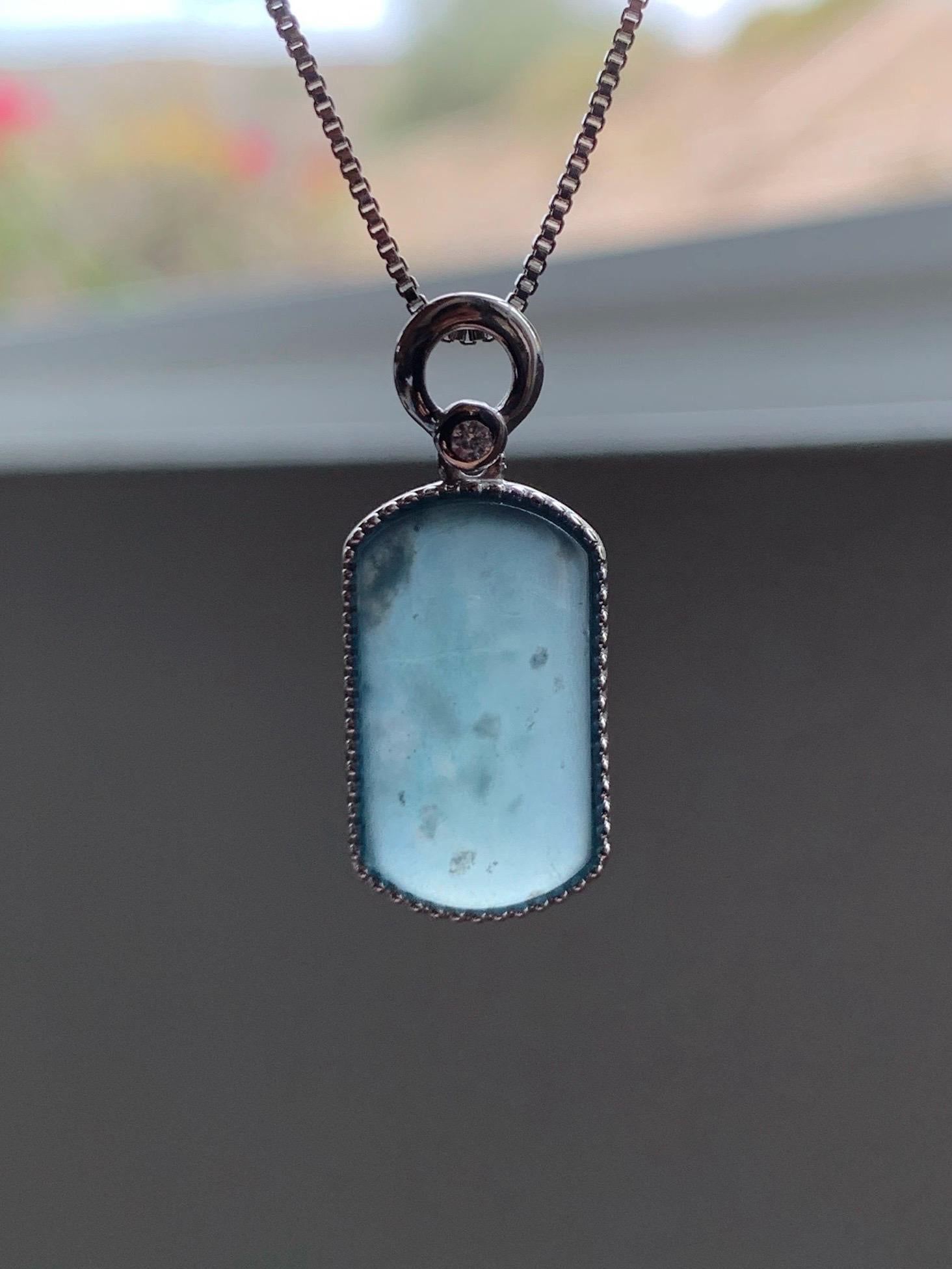 Certified Natural Grade A Guatemalan Icy Translucent Teal Blue Jade Jadeite Wu Shi Pai Saddle Pendant Sterling Silver 天然冰危蓝翡翠马鞍无事牌吊坠 246