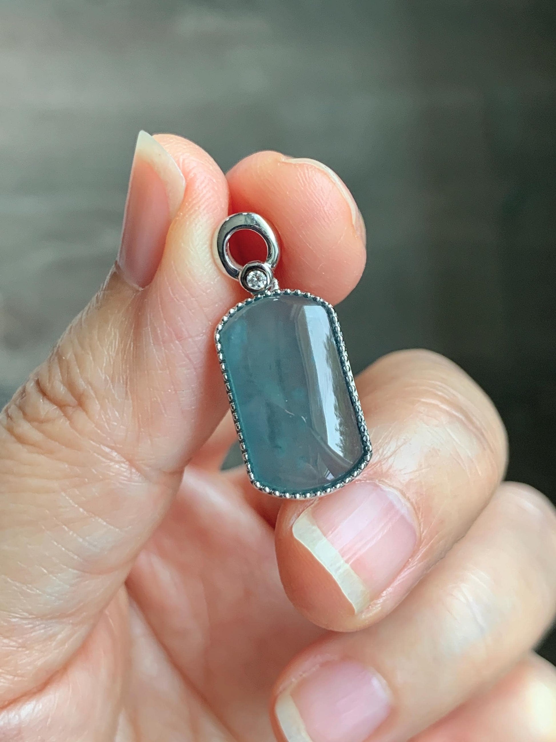 Certified Natural Grade A Guatemalan Icy Translucent Teal Blue Jade Jadeite Wu Shi Pai Saddle Pendant Sterling Silver 天然冰危蓝翡翠马鞍无事牌吊坠 246