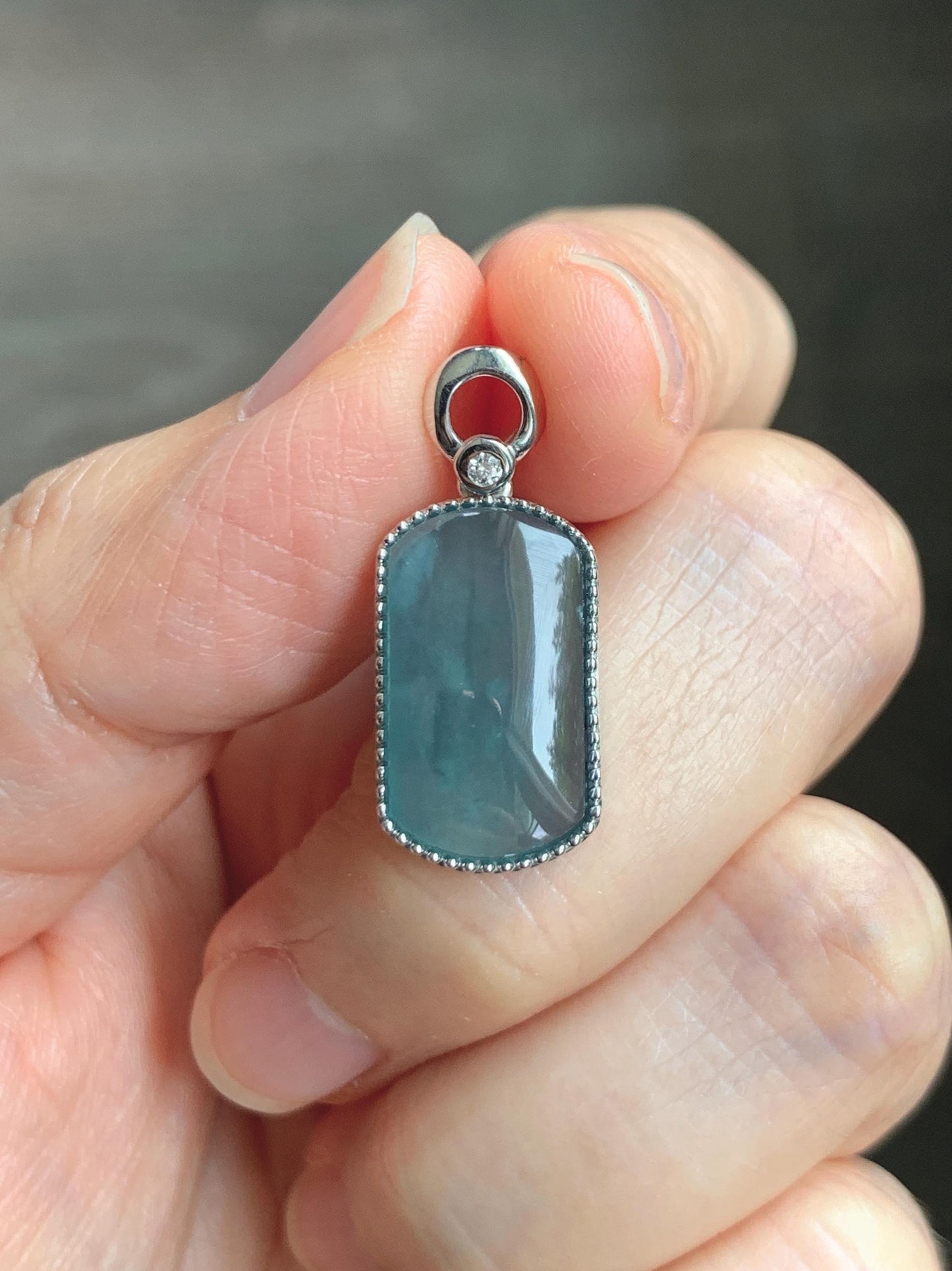 Certified Natural Grade A Guatemalan Icy Translucent Teal Blue Jade Jadeite Wu Shi Pai Saddle Pendant Sterling Silver 天然冰危蓝翡翠马鞍无事牌吊坠 246