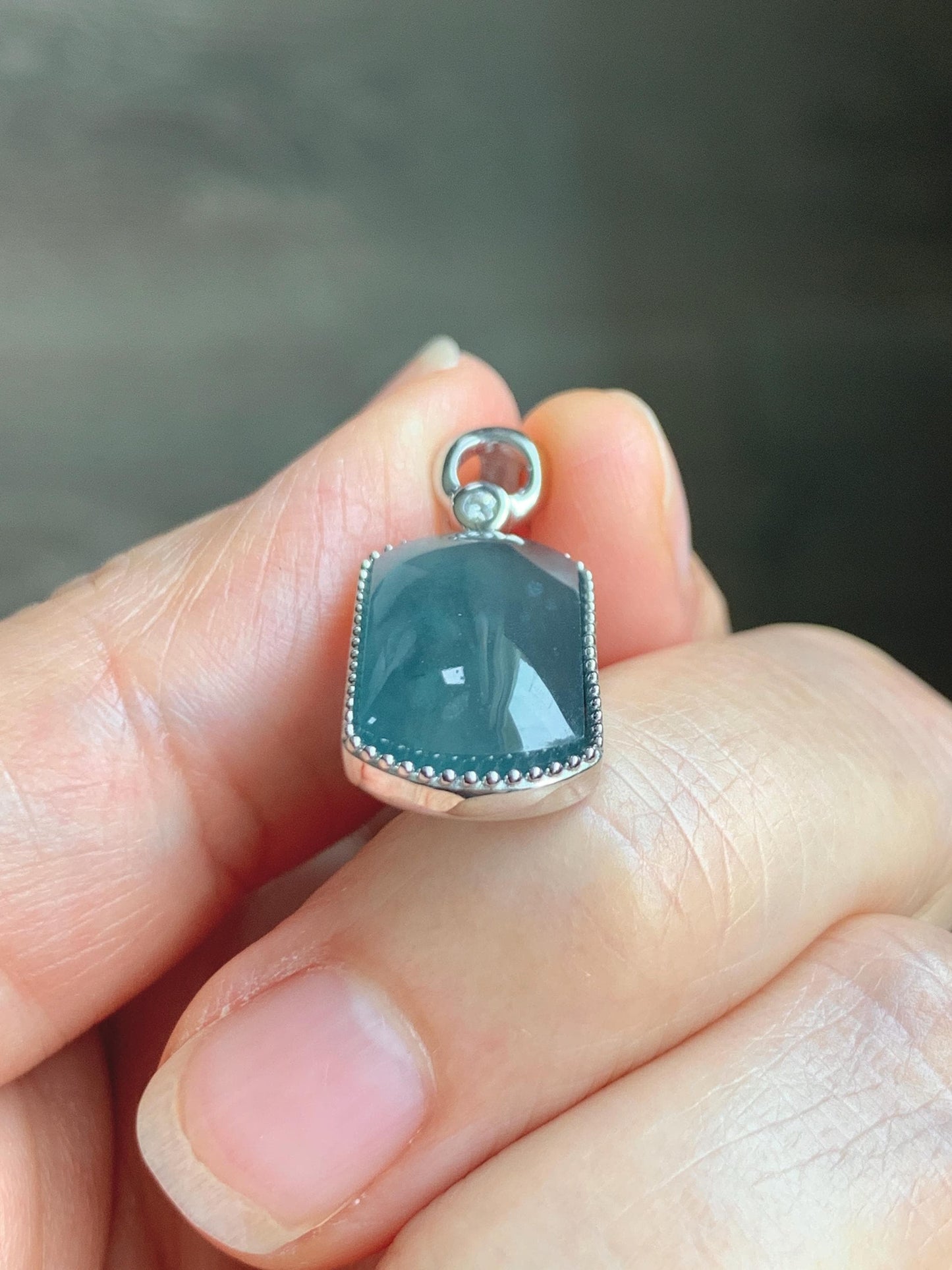 Certified Natural Grade A Guatemalan Icy Translucent Teal Blue Jade Jadeite Wu Shi Pai Saddle Pendant Sterling Silver 天然冰危蓝翡翠马鞍无事牌吊坠 246