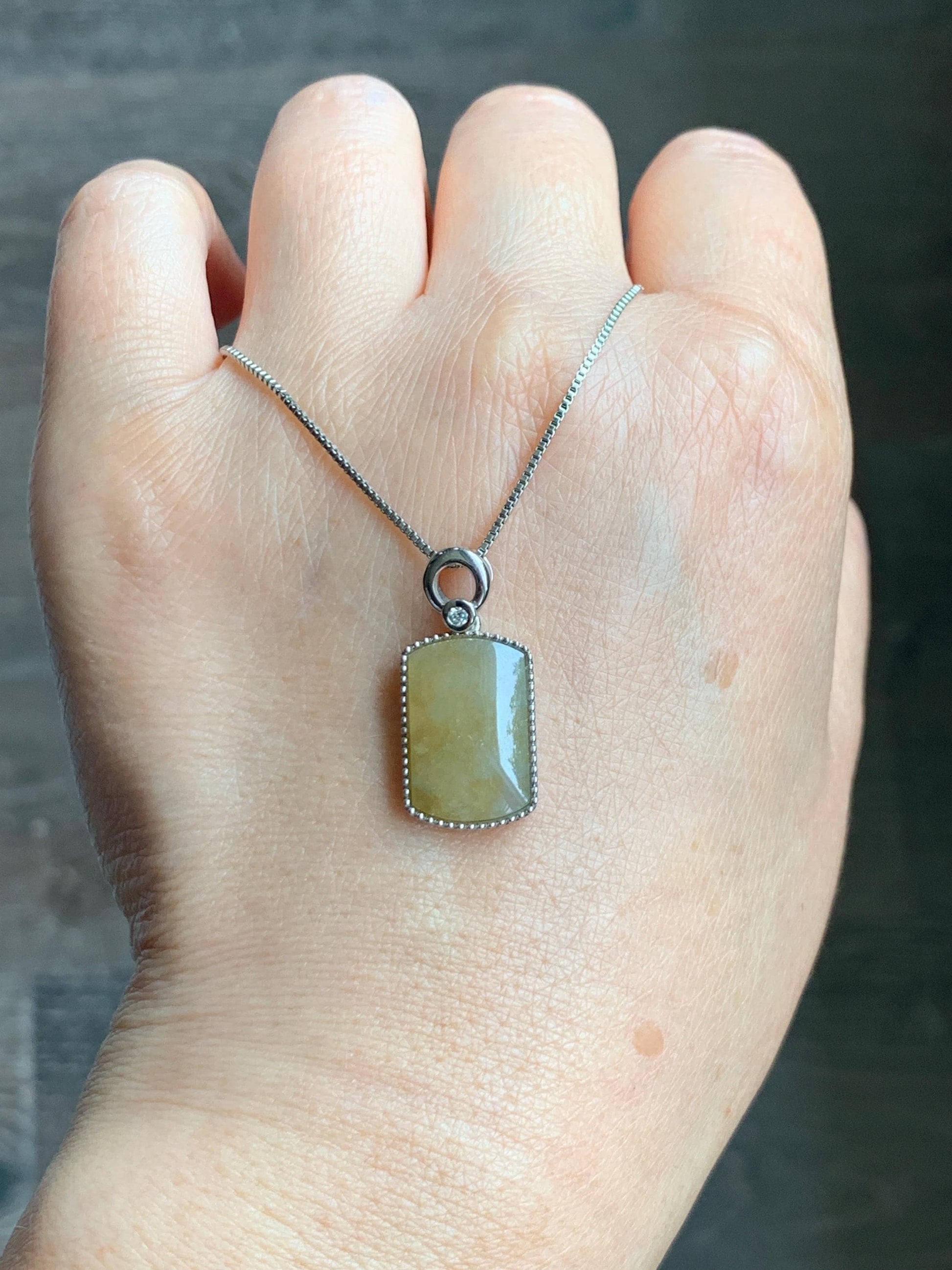 Certified Natural Grade A Icy Translucent Light Yellow Jade Jadeite Wu Shi Pai Saddle Pendant Sterling Silver 3g 天然冰胶撒金翡翠马鞍无事牌吊坠 247