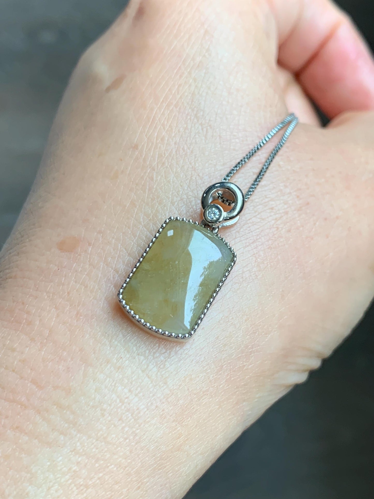 Certified Natural Grade A Icy Translucent Light Yellow Jade Jadeite Wu Shi Pai Saddle Pendant Sterling Silver 3g 天然冰胶撒金翡翠马鞍无事牌吊坠 247
