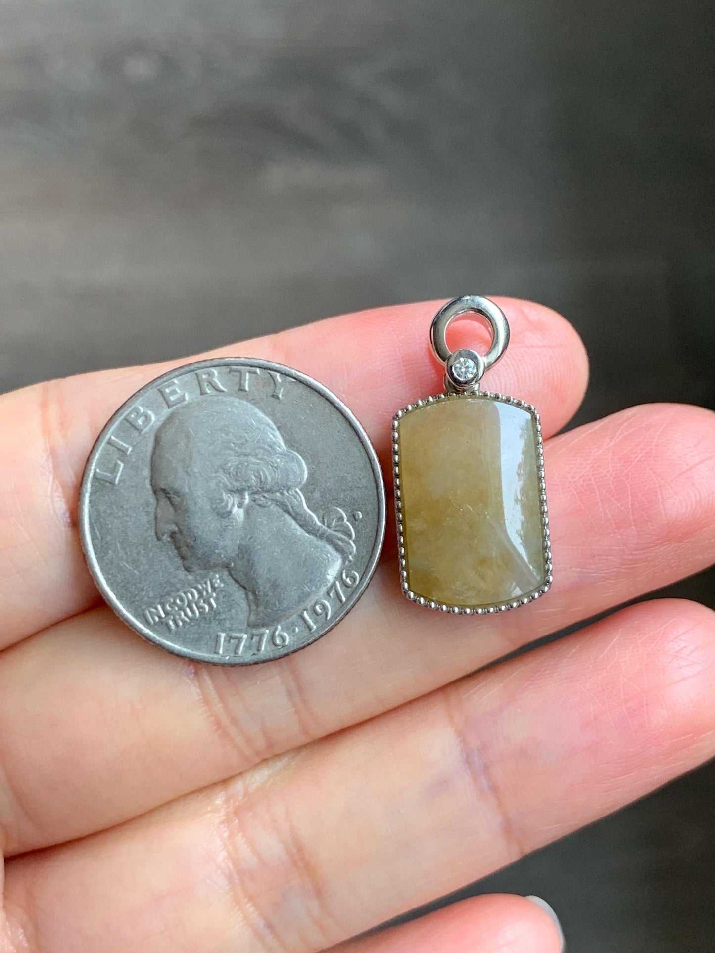 Certified Natural Grade A Icy Translucent Light Yellow Jade Jadeite Wu Shi Pai Saddle Pendant Sterling Silver 3g 天然冰胶撒金翡翠马鞍无事牌吊坠 247