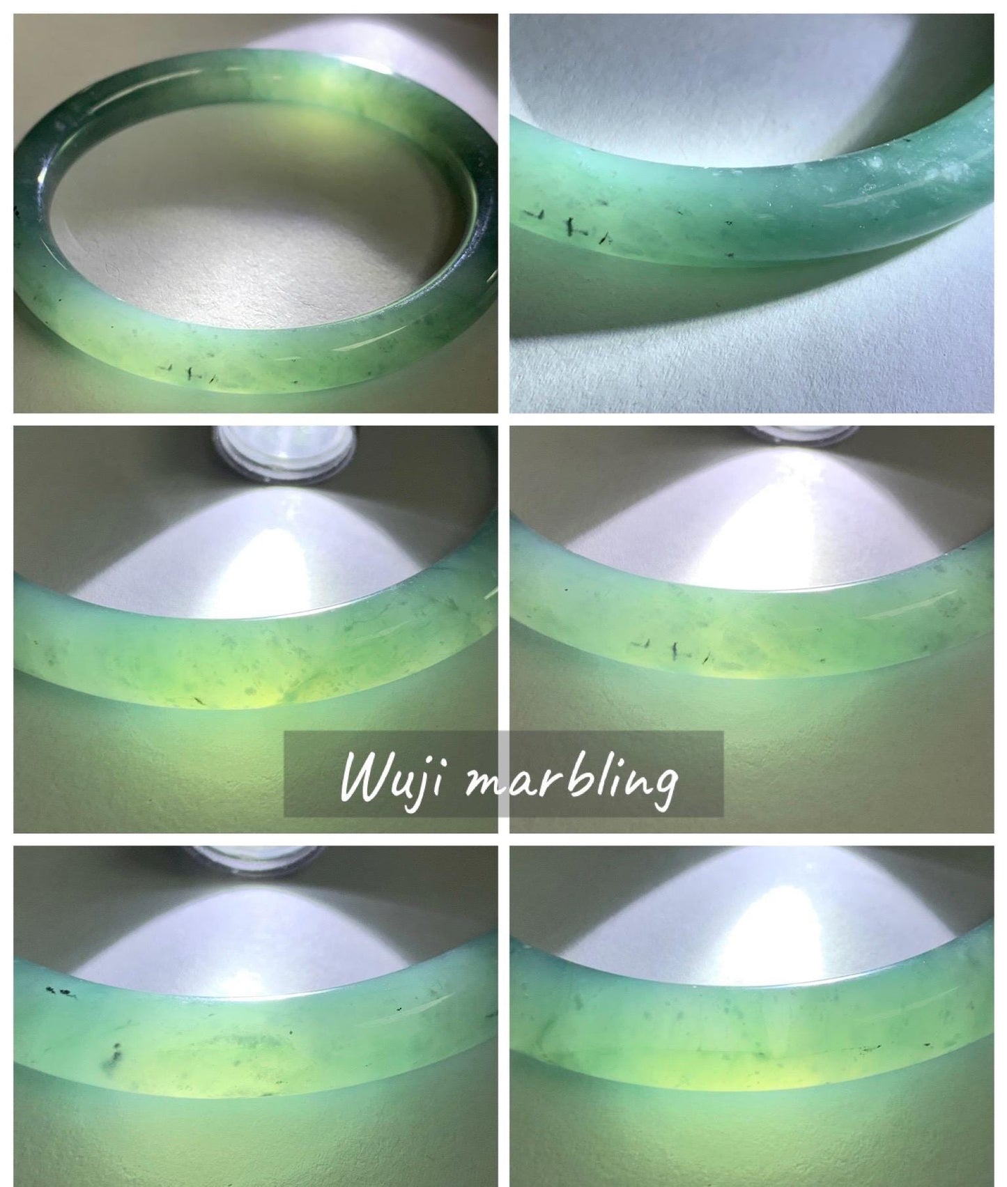 Certified Natural Grade A Guatemalan Icy Translucent Dusty Teal Green Jade Jadeite Bangle Bracelet 56.83mm 7” 32g 天然冰危蓝绿翡翠圆条手镯 211