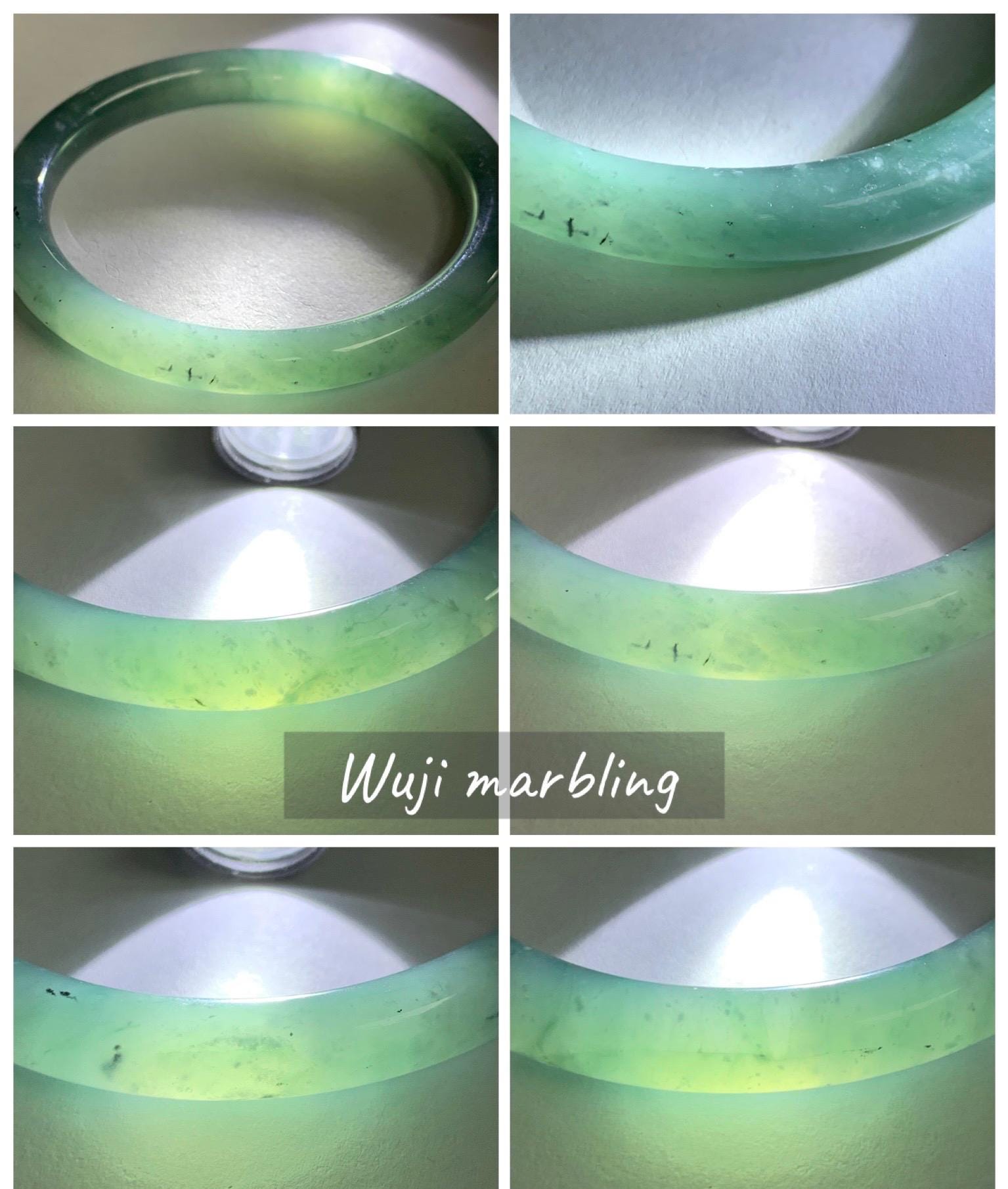Certified Natural Grade A Guatemalan Icy Translucent Dusty Teal Green Jade Jadeite Bangle Bracelet 56.83mm 7” 32g 天然冰危蓝绿翡翠圆条手镯 211