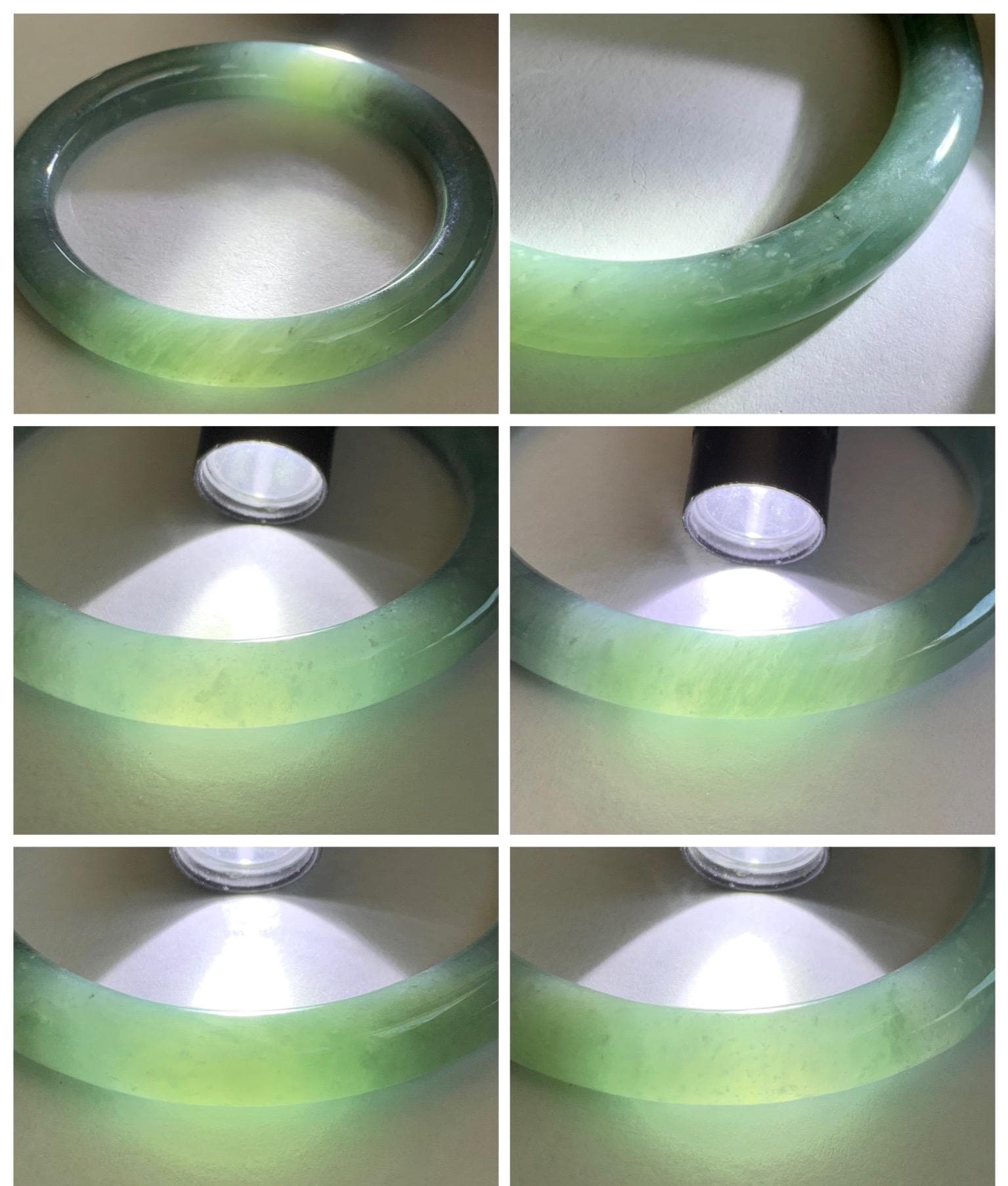 Certified Natural Grade A Guatemalan Icy Translucent Dusty Teal Blue Jade Jadeite Bangle Bracelet 53.8mm 6.65” 36g 天然冰危蓝绿翡翠圆条手镯 198