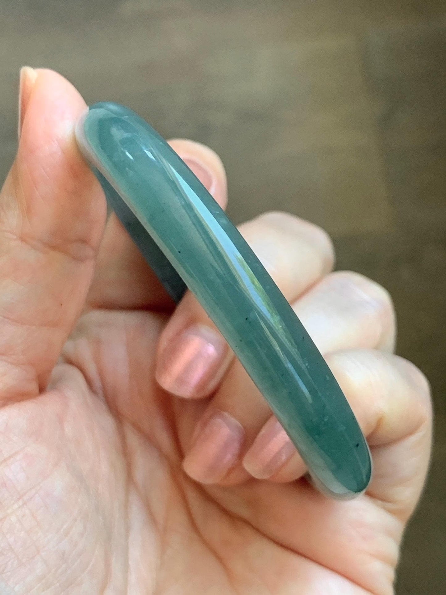 Certified Natural Grade A Guatemalan Icy Translucent Dusty Teal Green Wuji Marbled Jade Jadeite Bangle 56.9mm 7.03” 36.5g 天然冰危蓝绿乌鸡翡翠正圈手镯 214