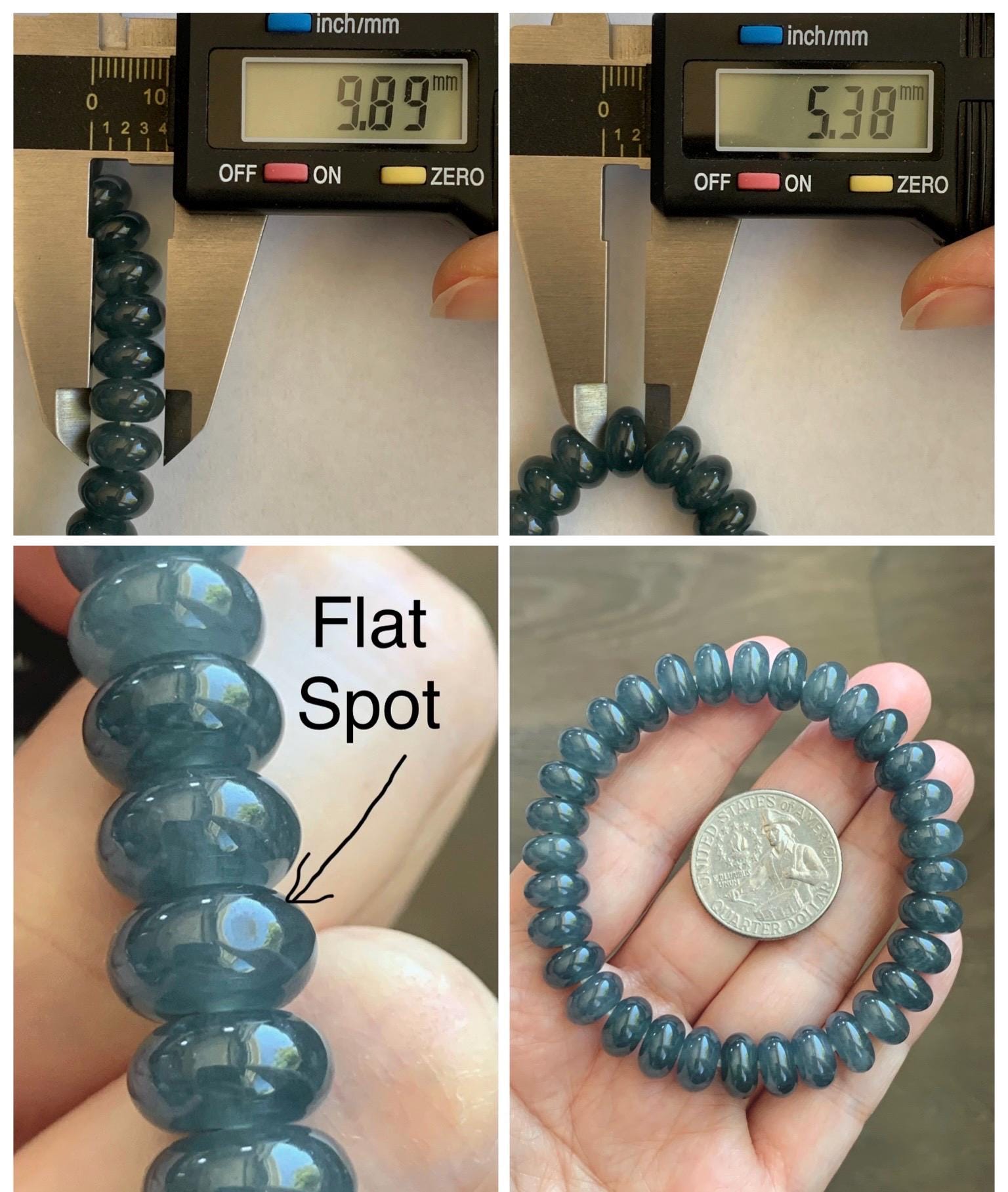 Natural Grade A Guatemalan Icy Translucent Dusty Aegean Blue Jade Jadeite Largr Drum Beads Beaded Bracelet 7.25” 35g 天然冰危暗蓝翡翠鼓珠手串 WAN496A
