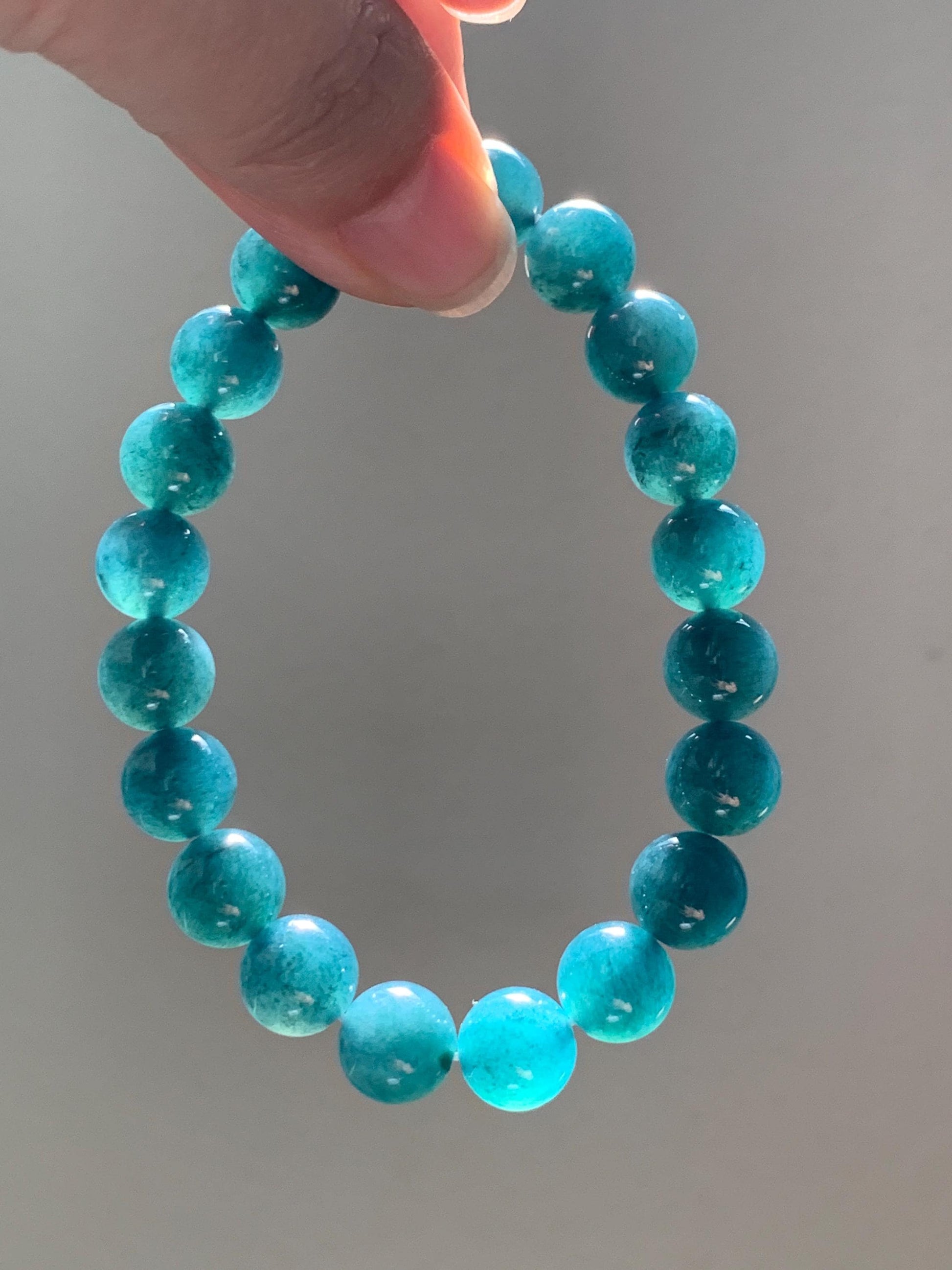 Natural Guatemalan Grade A Icy Translucent Dark Teal Blue Jade Jadeite Beaded Bracelet Stretchy 9.8mm 7.25” 32g 天然冰危深蓝绿翡翠圆珠手串 WSB240