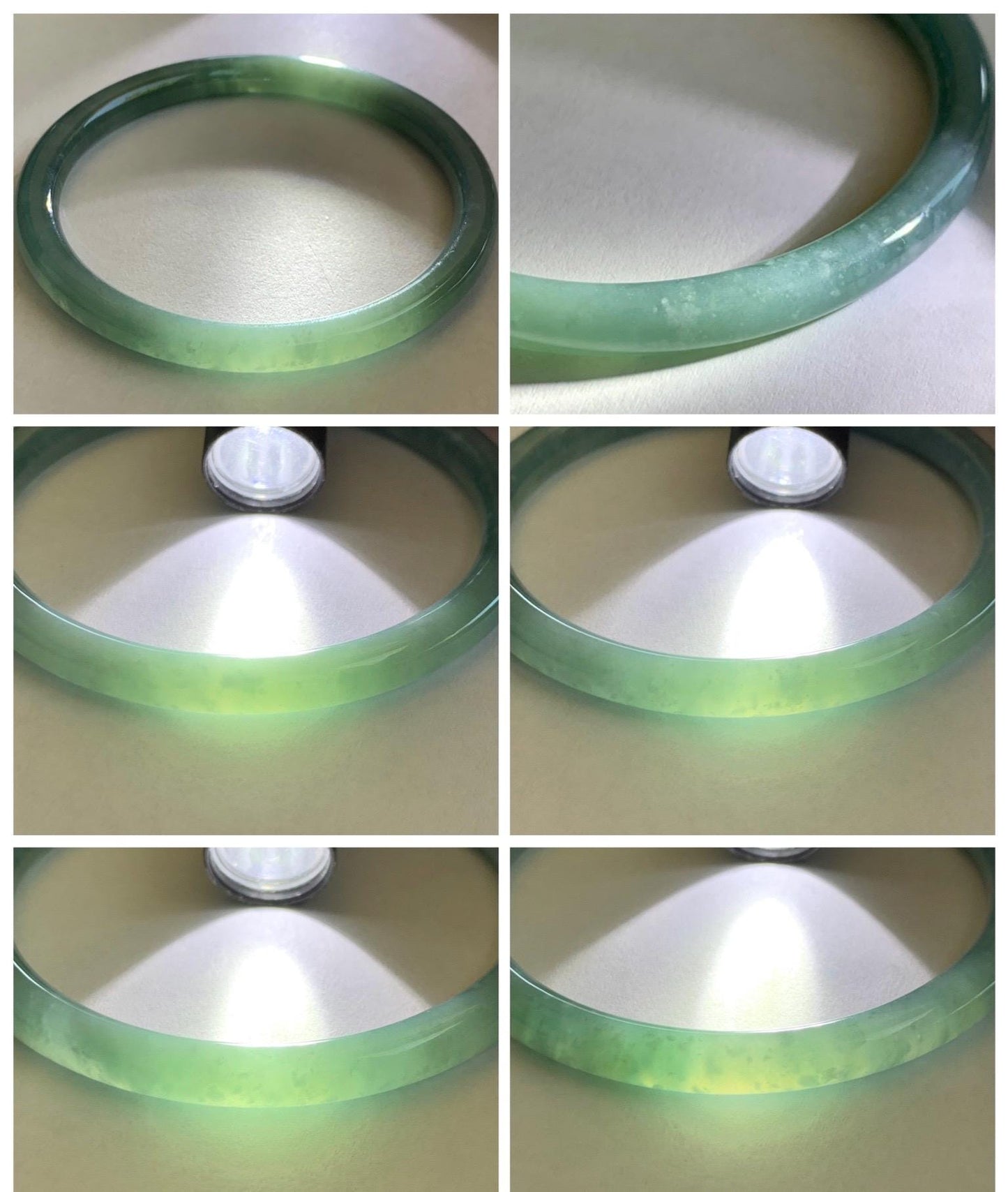 Certified Natural Grade A Guatemalan Icy Translucent Dusty Teal Jade Jadeite Slim Bangle 57mm 7” 20g 天然冰危暗蓝绿翡翠细圆条手镯 202