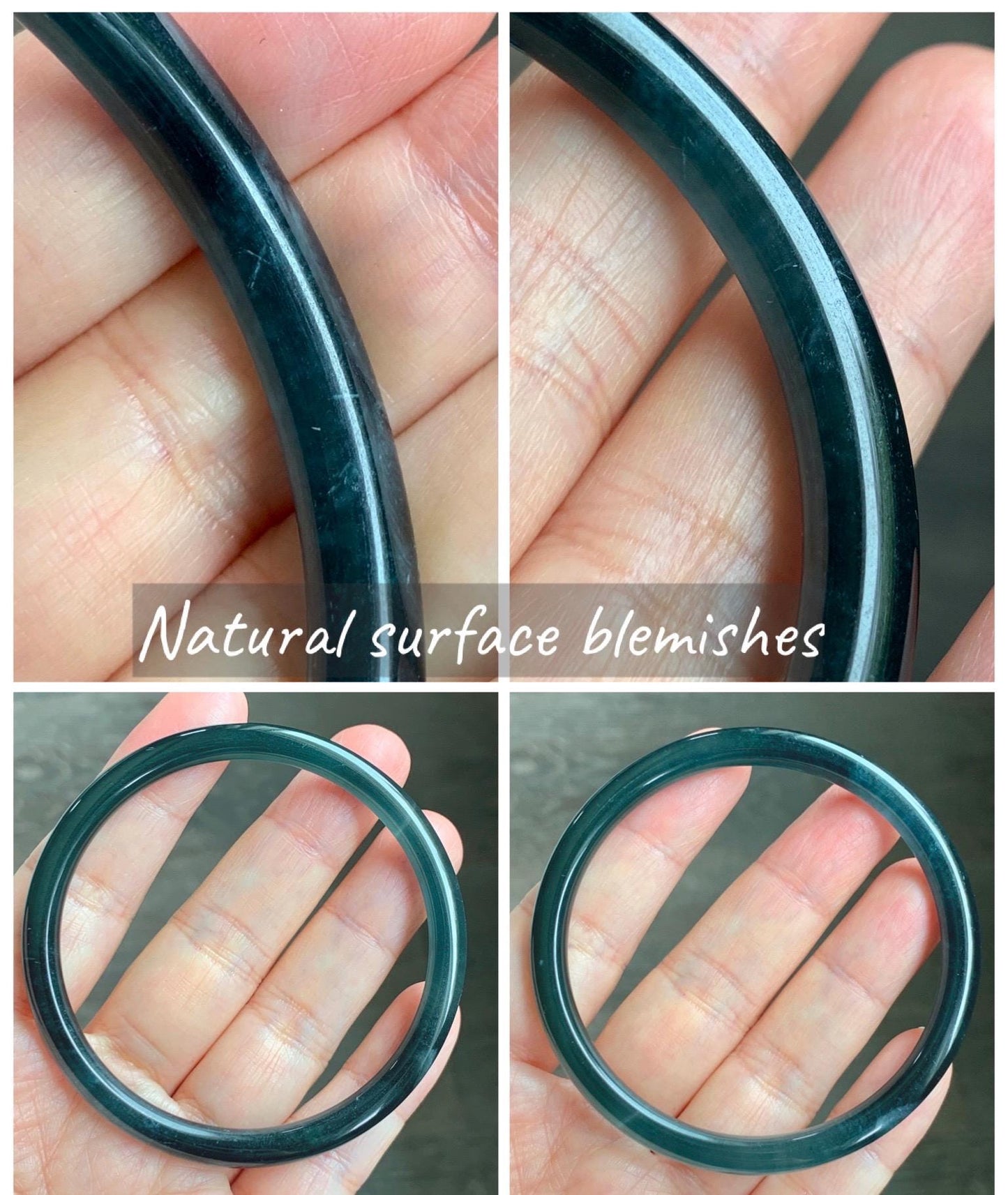 Certified Natural Grade A Guatemalan Icy Translucent Dark Teal Blue Jade Jadeite Slim Bangle 56.9mm 7.03” 17.7g AS IS 天然冰胶危深蓝绿翡翠细圆条手镯 1194