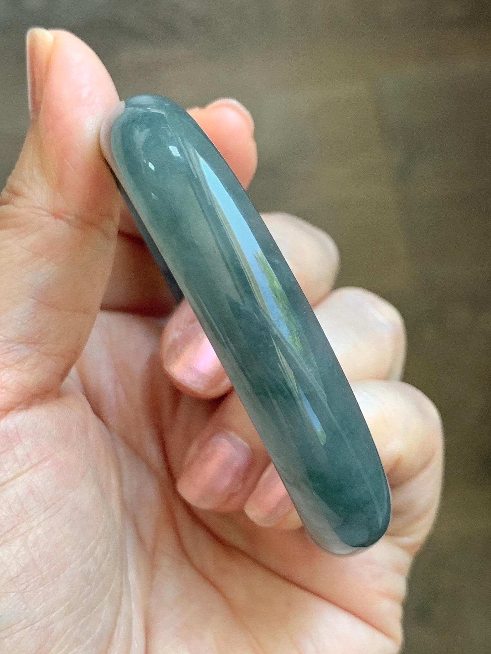 Certified Natural Grade A Guatemalan Icy Translucent Bluish Gray Wuji Jade Jadeite Wide Bangle 56.59mm 6.99” 39g 天然冰危灰蓝乌鸡翡翠正圈宽版手镯 204
