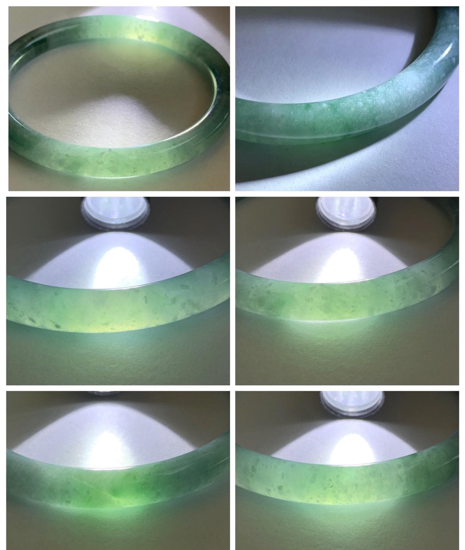 Certified Natural Grade A Guatemalan Icy Translucent Dusty Teal Green Jade Jadeite Bangle Bracelet 59.77mm 7.39” 32g 天然冰危蓝绿翡翠圆条手镯 199