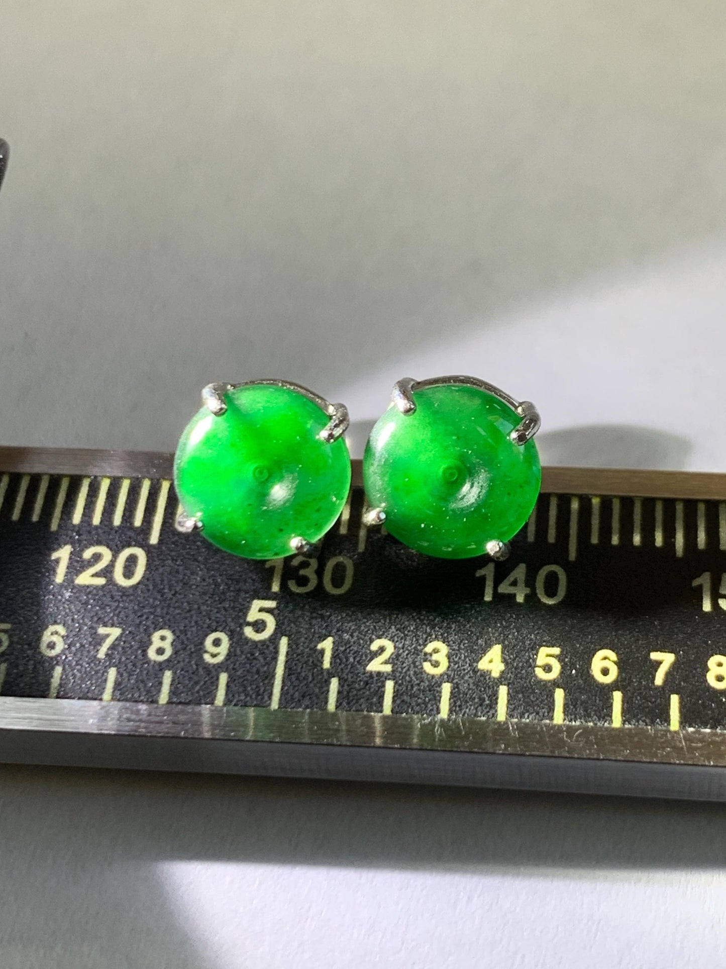 Natural Grade A Guatemalan Icy Translucent Vibrant Green Jade Jadeite Mini Ping An Kou Donut Earrings Sterling Silver 天然冰危绿翡翠平安扣耳钉 WLK100