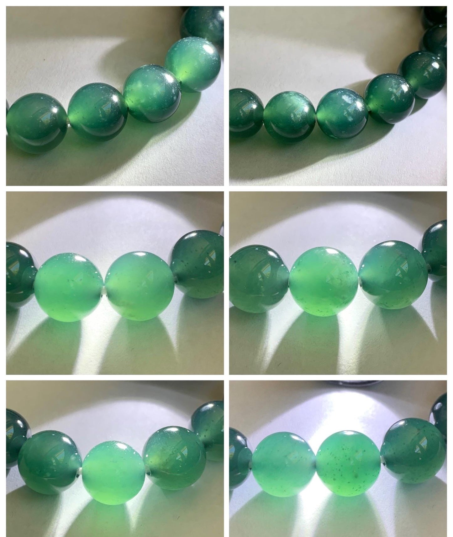 Natural Grade A Guatemalan Icy Translucent Dark Teal Green Jade Jadeite Beaded Bracelet Stretchy 9.5mm 7” 28g 天然冰危老种深蓝绿翡翠圆珠手串 WLZ550B