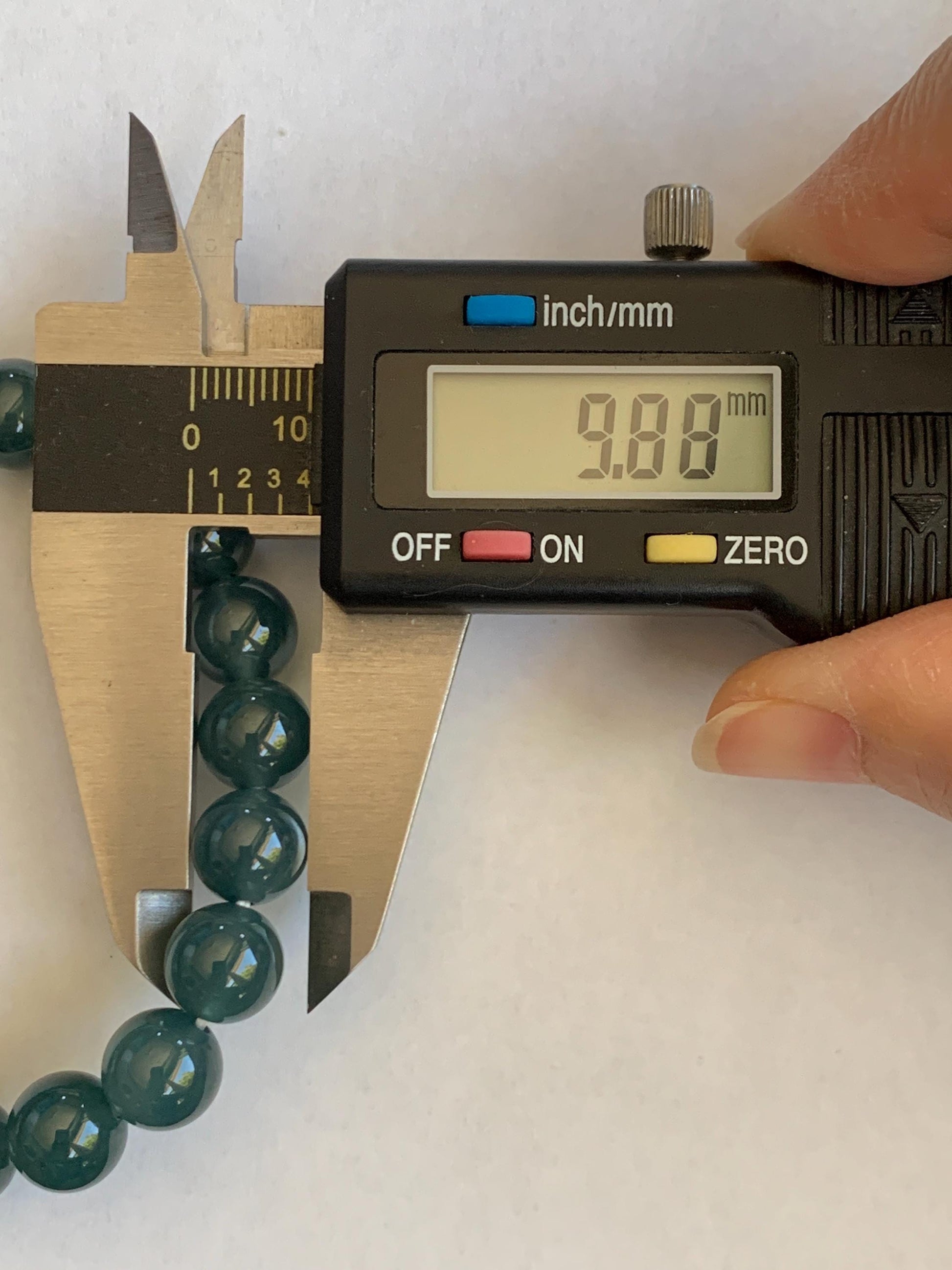 Natural Grade A Guatemalan Icy Translucent Dark Teal Blue Jade Jadeite Beaded Bracelet Stretchy 9.8mm 7.25” 33g 天然冰危老种深蓝绿翡翠圆珠手串 WSB330