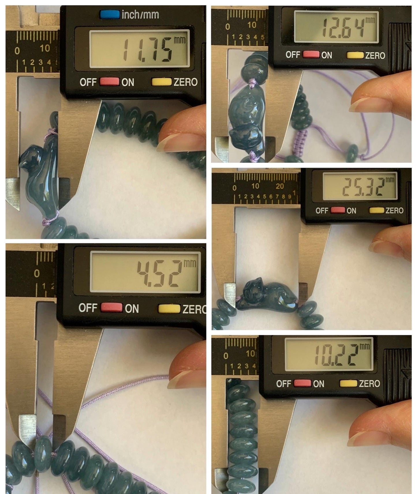 Natural Grade A Guatemalan Icy Translucent Dusty Teal Blue Jade Jadeite Cat Drum Beads Beaded Bracelet 6”-7.5” 34g 天然冰危蓝紫翡翠猫咪鼓珠手串 WLM310