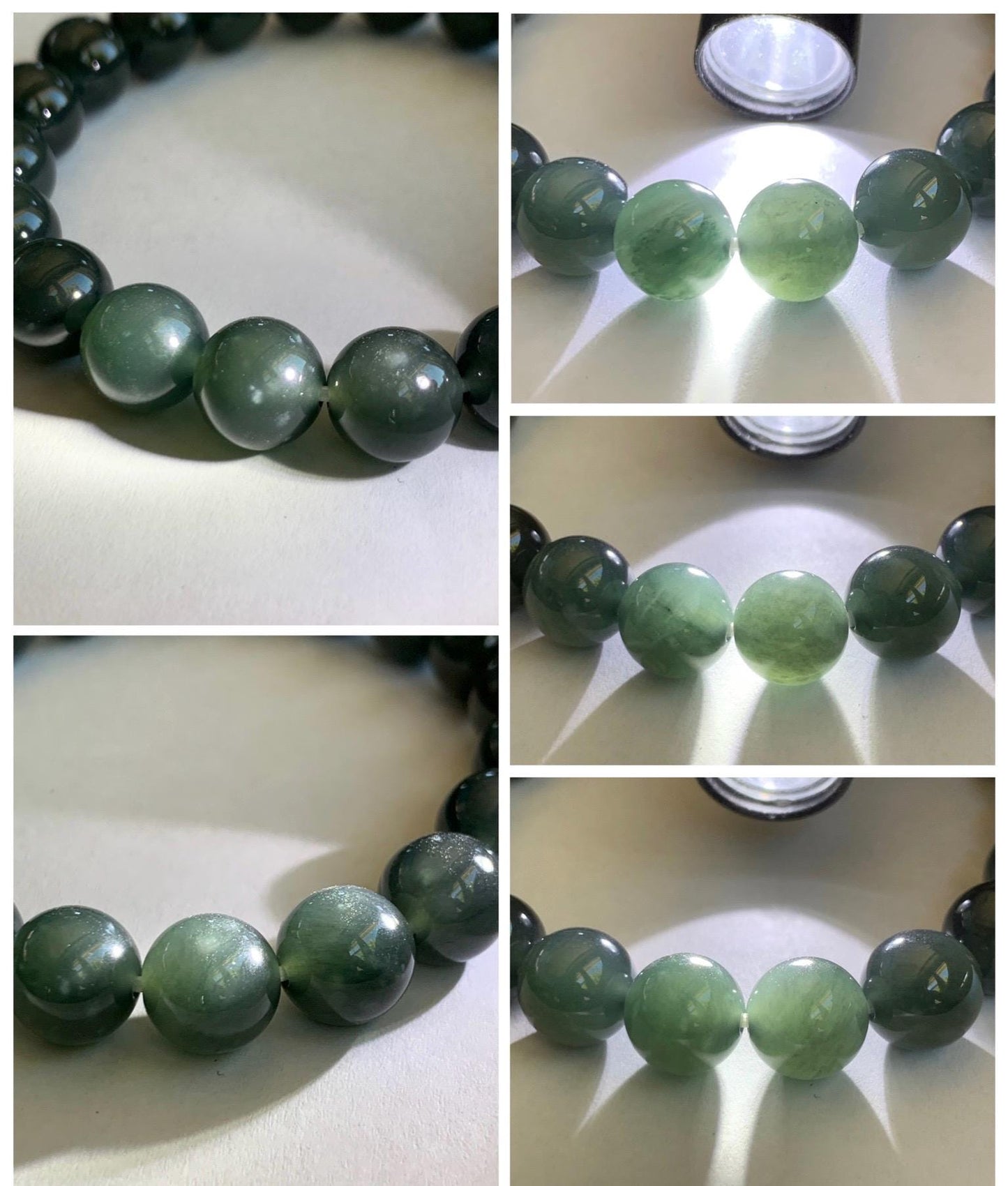 Natural Grade A Guatemalan Icy Translucent Dark Gray Wuji Jade Jadeite Beads Beaded Bracelet 9.7mm 7.25” 32g 天然冰胶危乌鸡翡翠手串 WWJ110