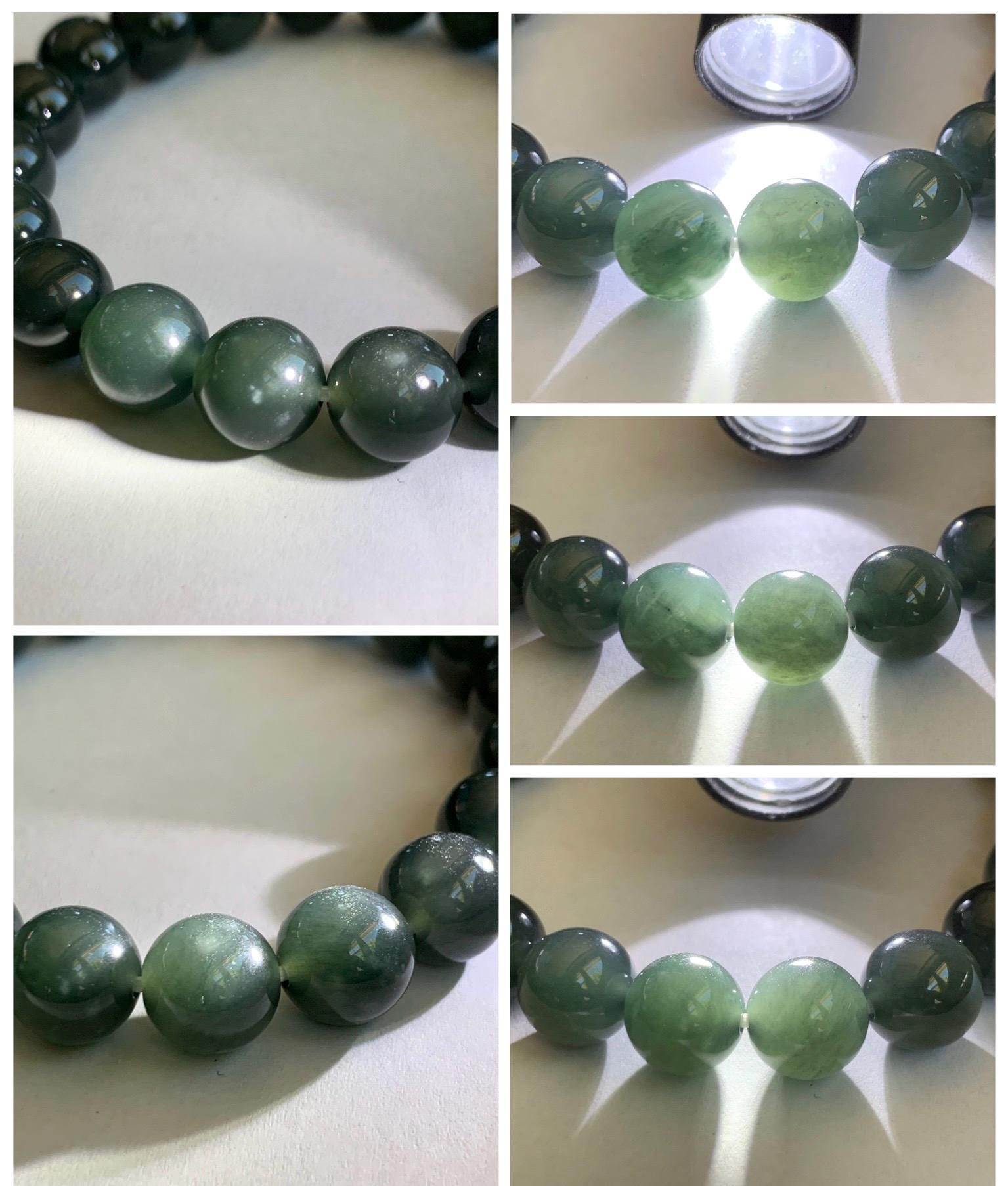 Natural Grade A Guatemalan Icy Translucent Dark Gray Wuji Jade Jadeite Beads Beaded Bracelet 9.7mm 7.25” 32g 天然冰胶危乌鸡翡翠手串 WWJ110