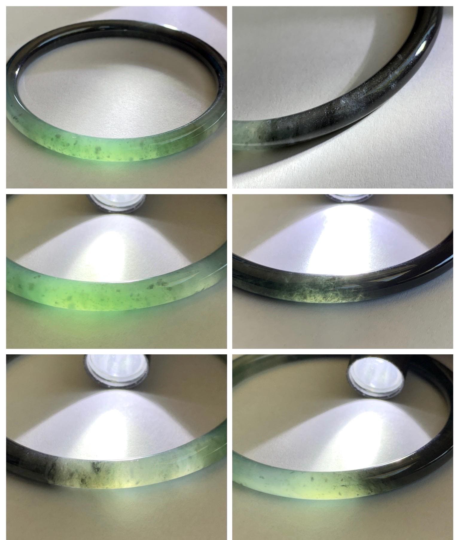 Certified Natural Grade A Guatemalan Icy Translucent Dusty Teal Green Wuji Jade Jadeite Slim Bangle 58.6mm 7.25” 17.7g 天然冰胶危蓝绿乌鸡翡翠细圆条手镯 1179