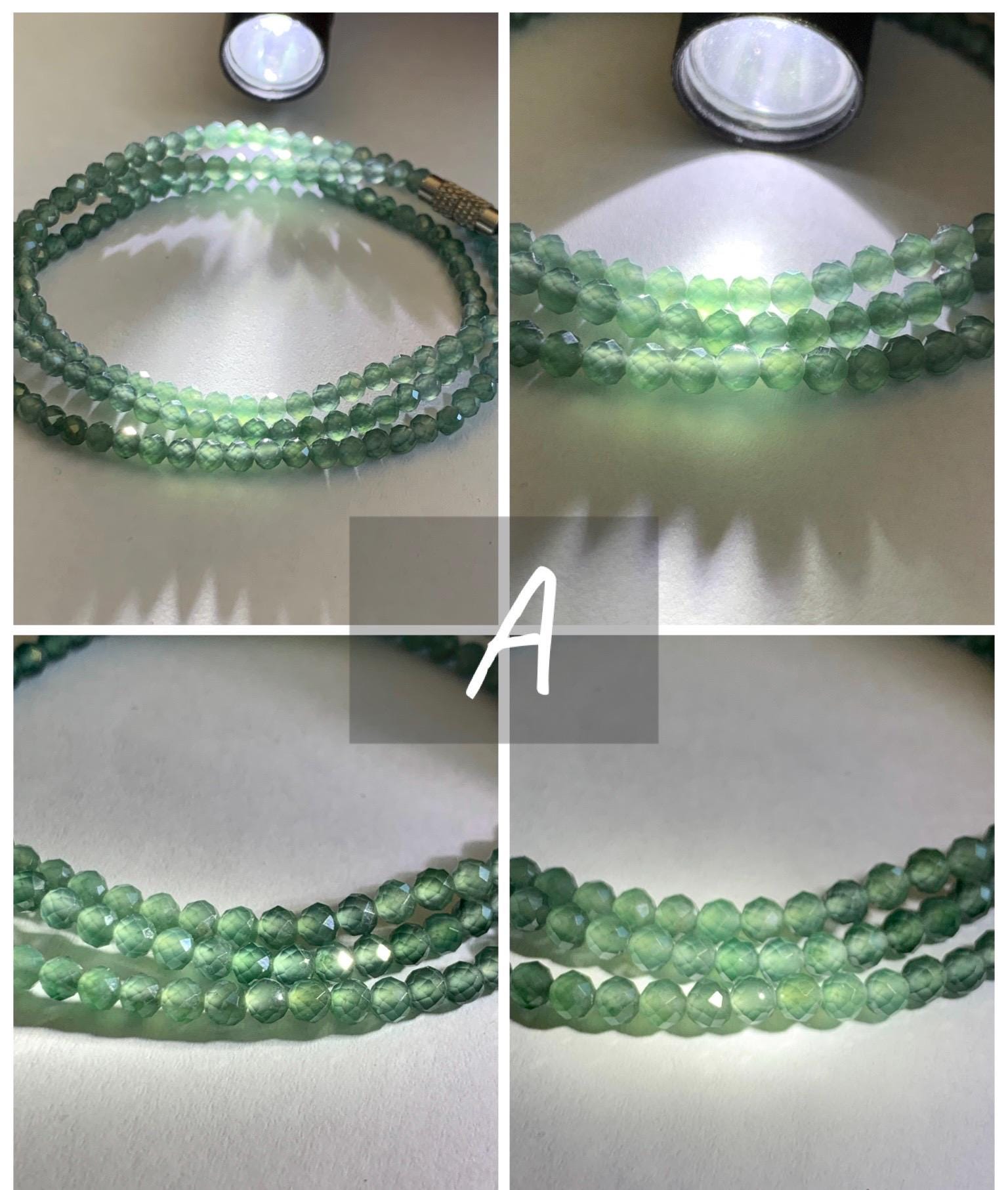 Petite Natural Guatemalan Grade A Icy Highly Translucent Teal Blue Faceted Jade Jadeite Beads Beaded Necklace 3mm 20" 天然冰危蓝翡翠切割小圆珠项链 WPQ560
