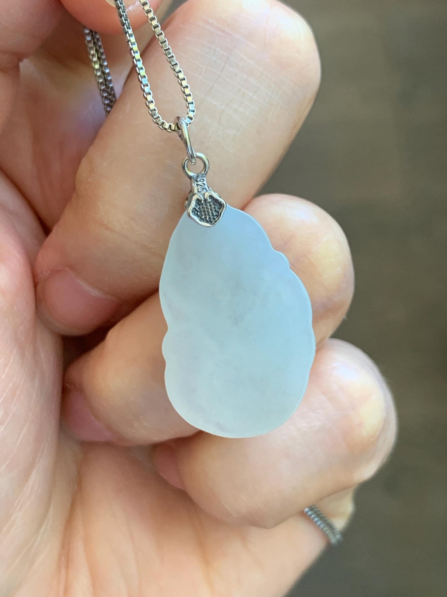 Natural Grade A Icy Translucent White Pale Green Undertone Jade Jadeite Nine-tailed Fox Pendant Sterling Silver 3g 天然冰胶淡青底翡翠九尾狐吊坠 MKA240N
