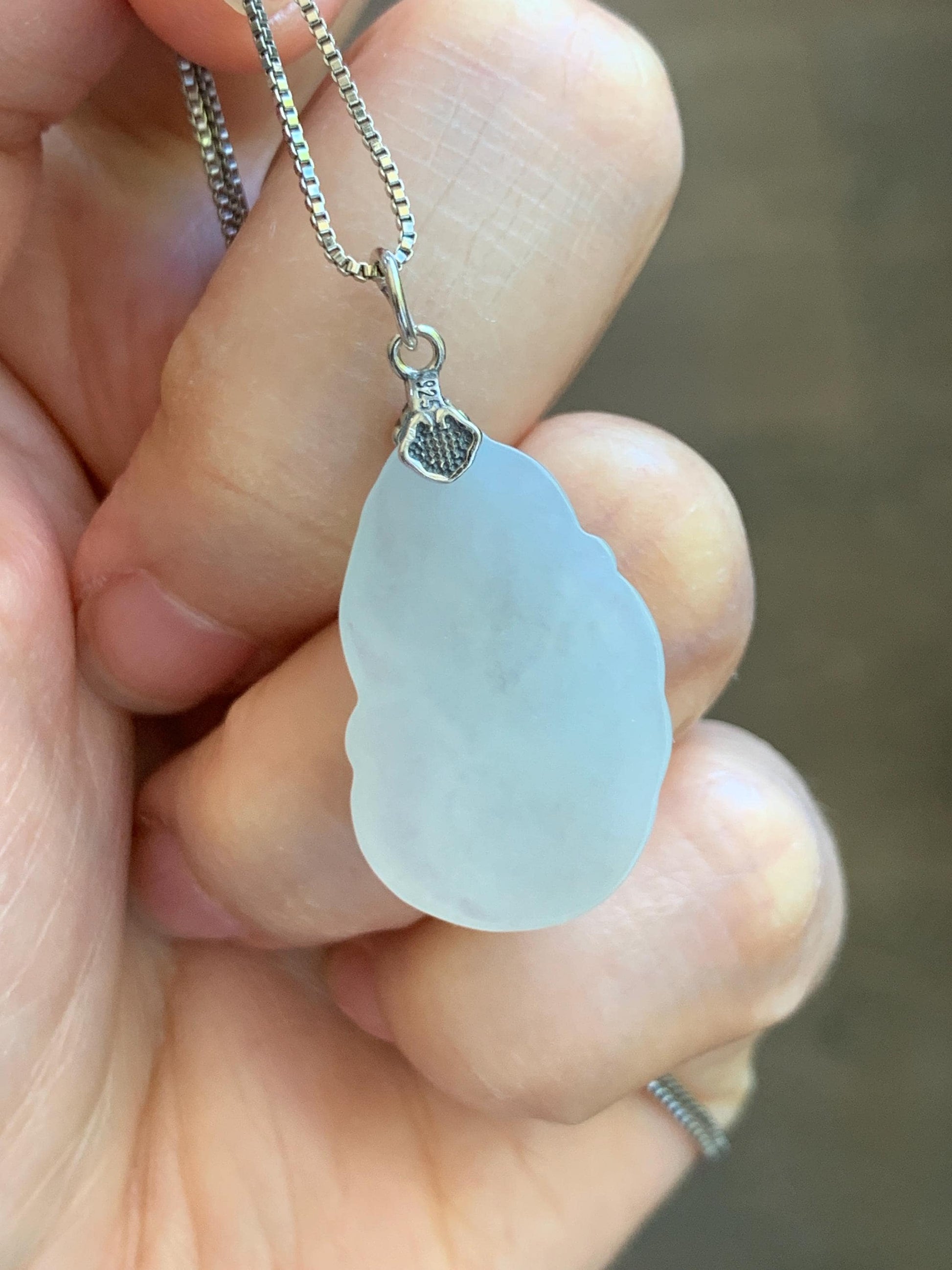 Natural Grade A Icy Translucent White Pale Green Undertone Jade Jadeite Nine-tailed Fox Pendant Sterling Silver 3g 天然冰胶淡青底翡翠九尾狐吊坠 MKA240N