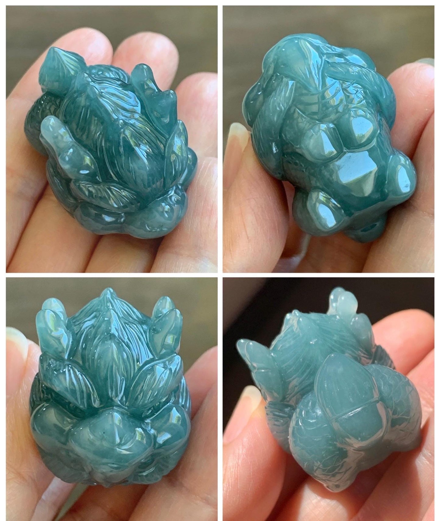Certified Grade A Natural Guatemalan Dark Teal Blue Jade Jadeite Carved Baby Pixiu Tea Pal Small Home Decor 49g 天然冰危深蓝绿翡翠貔貅宝宝茶宠 260