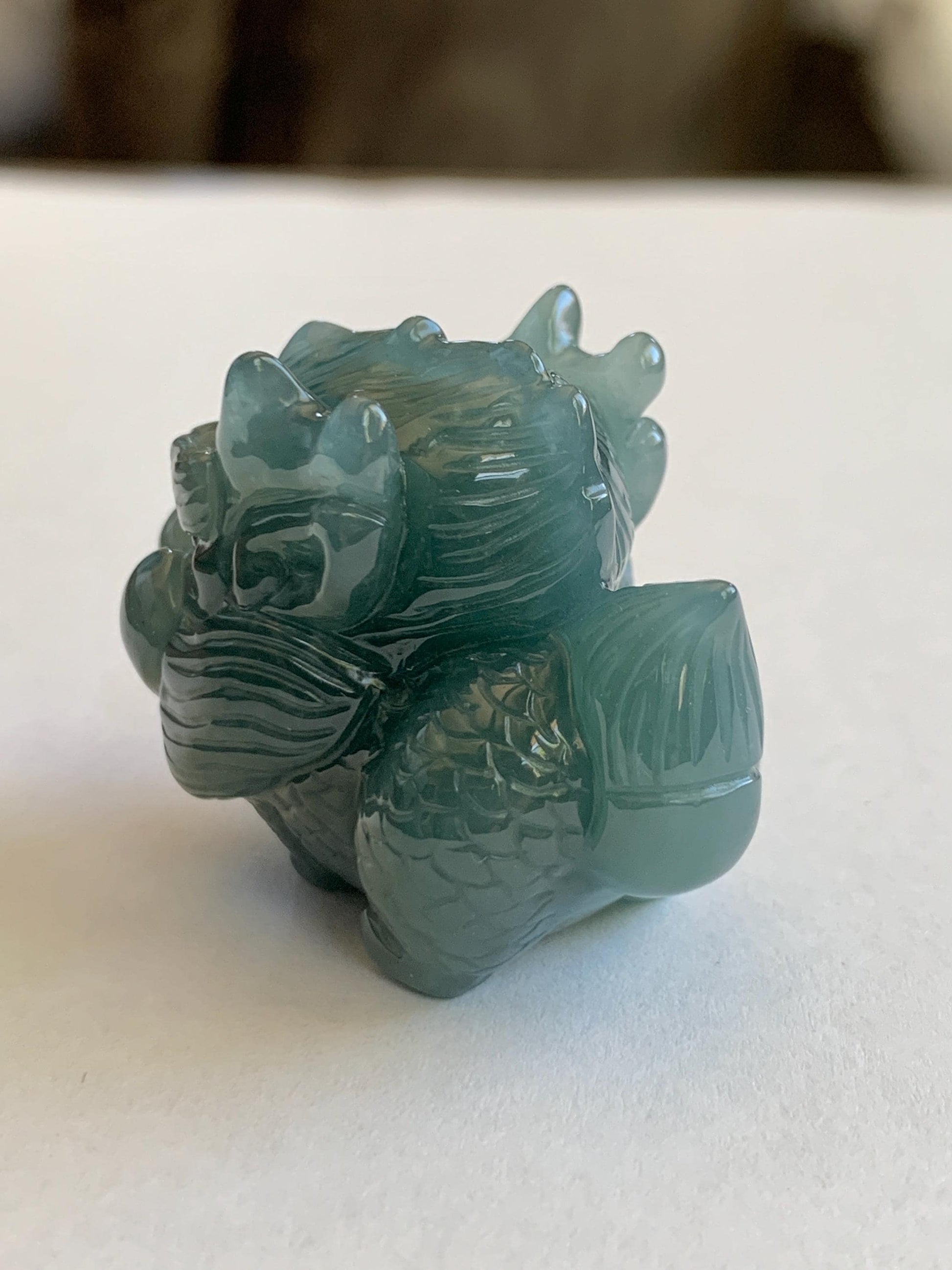 Certified Grade A Natural Guatemalan Dark Teal Blue Jade Jadeite Carved Baby Pixiu Tea Pal Small Home Decor 49g 天然冰危深蓝绿翡翠貔貅宝宝茶宠 260