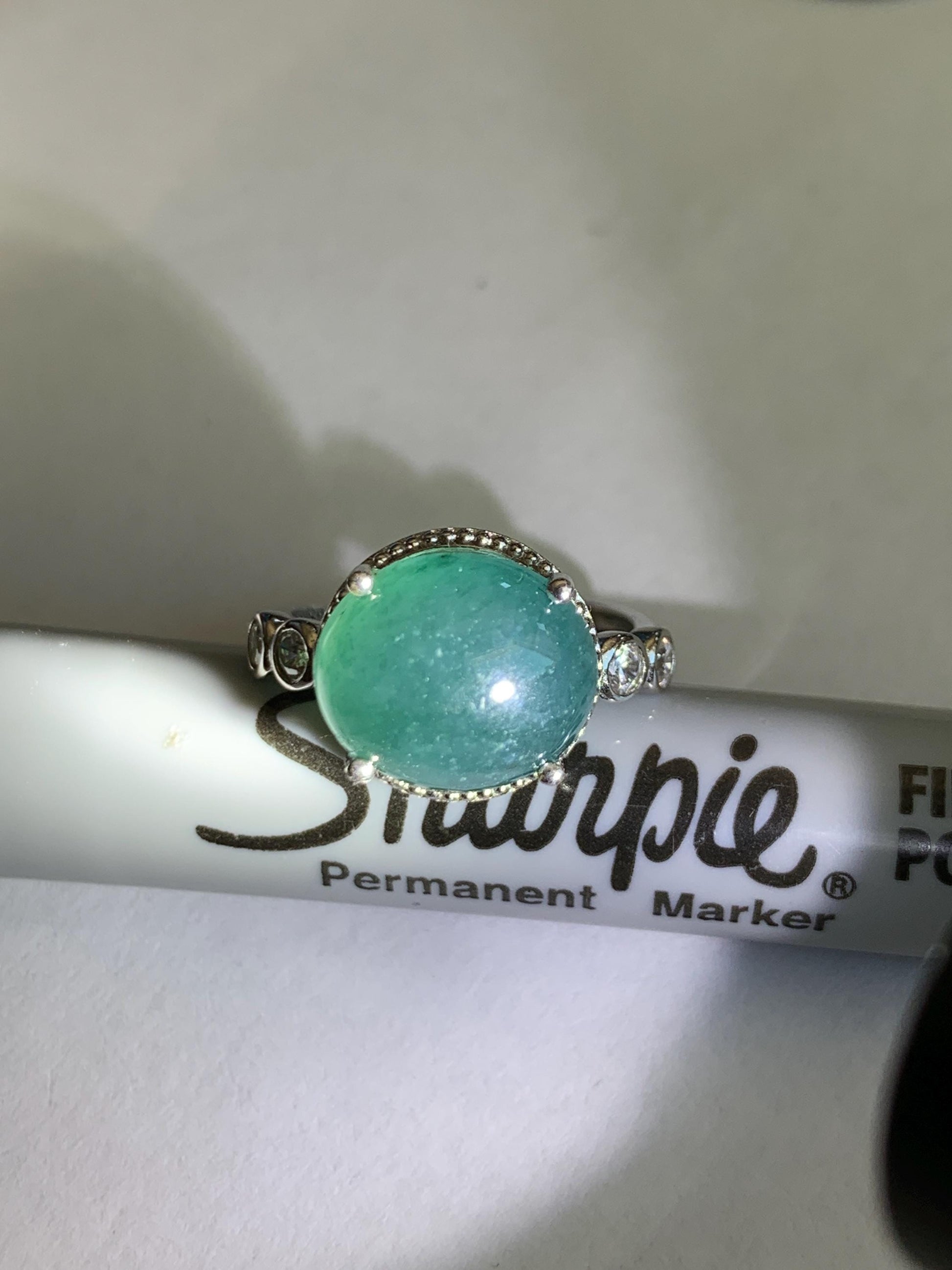 Natural Grade A Guatemalan Icy Translucent Dark Dusty Blue Jade Jadeite Ring Sterling Silver Size 7 US Adjustable 天然冰危深蓝翡翠银镶戒指 WNZ138