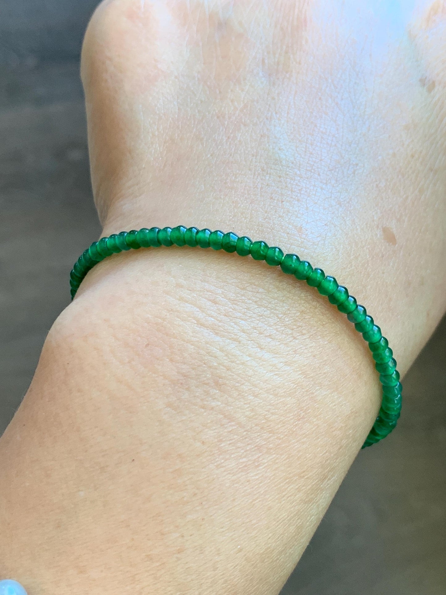 Certified Natural Grade A Guatemalan Icy Translucent Vibrant Jade Jadeite Petite Drum Beads Beaded Bracelet 3mm 6.75” 4.64g 天然冰危绿翡翠小鼓珠手串 262