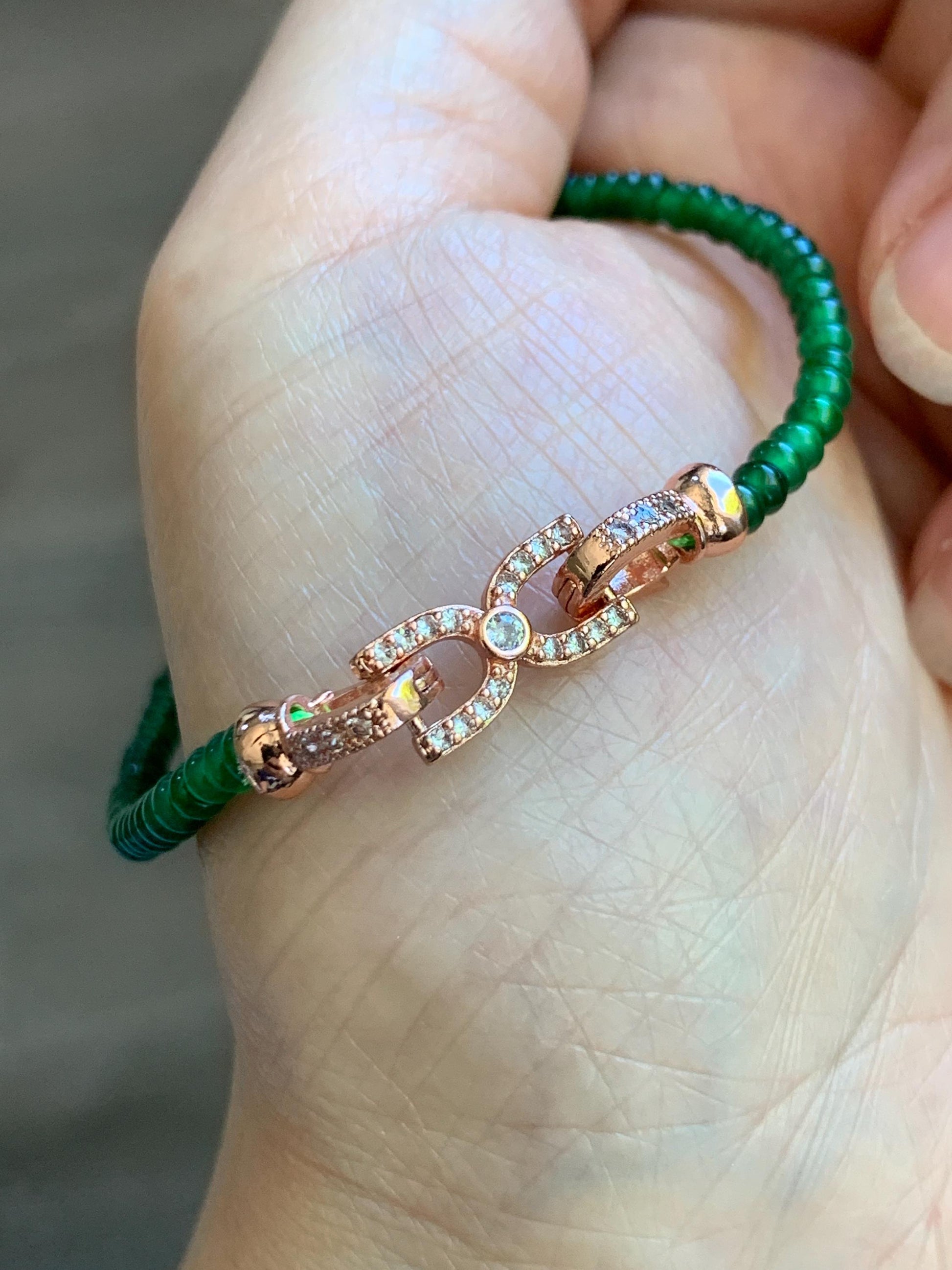 Certified Natural Grade A Guatemalan Icy Translucent Vibrant Jade Jadeite Petite Drum Beads Beaded Bracelet 3mm 6.75” 4.79g 天然冰危绿翡翠小鼓珠手串 261