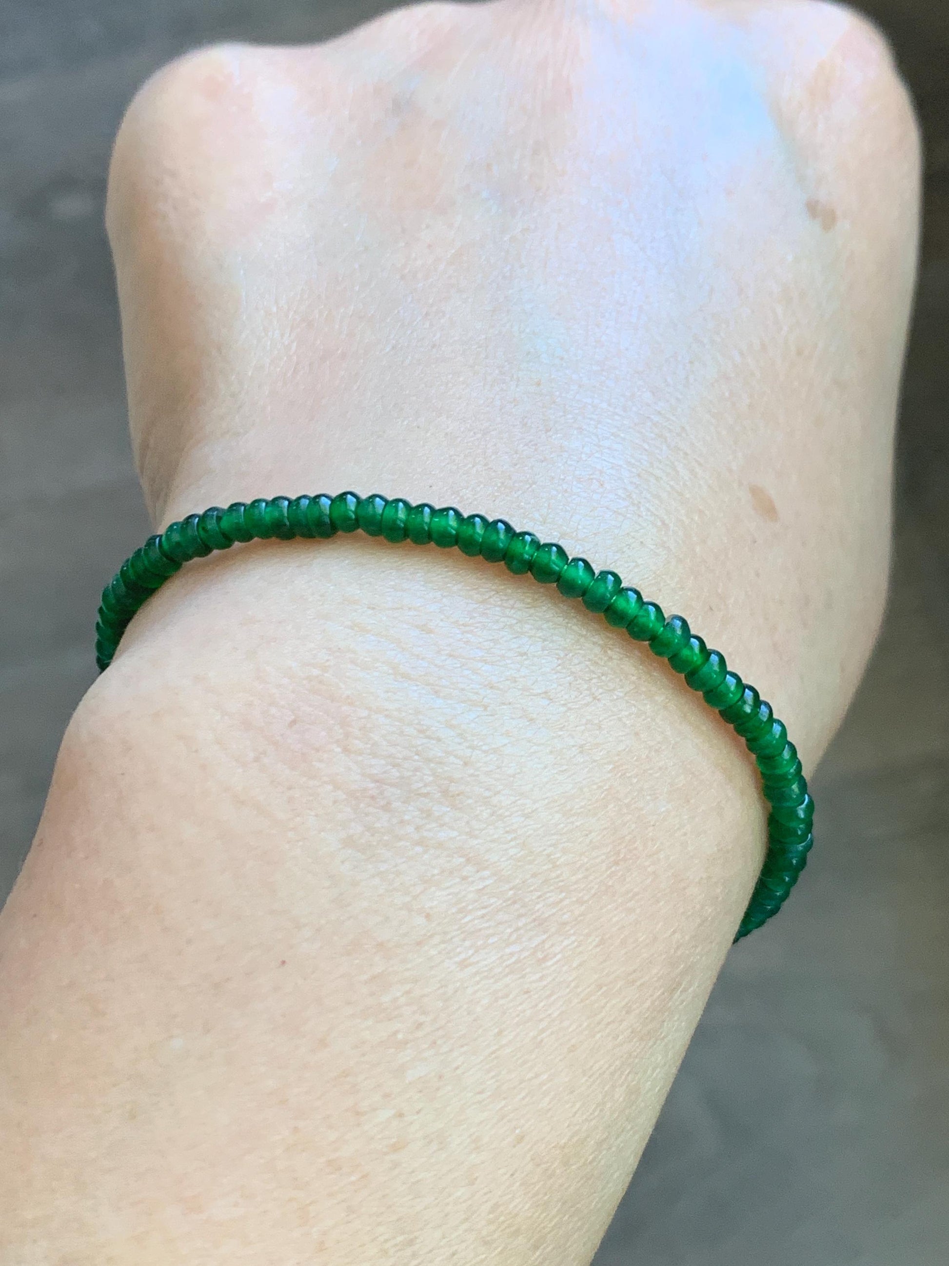 Certified Natural Grade A Guatemalan Icy Translucent Vibrant Jade Jadeite Petite Drum Beads Beaded Bracelet 3mm 6.75” 4.79g 天然冰危绿翡翠小鼓珠手串 261