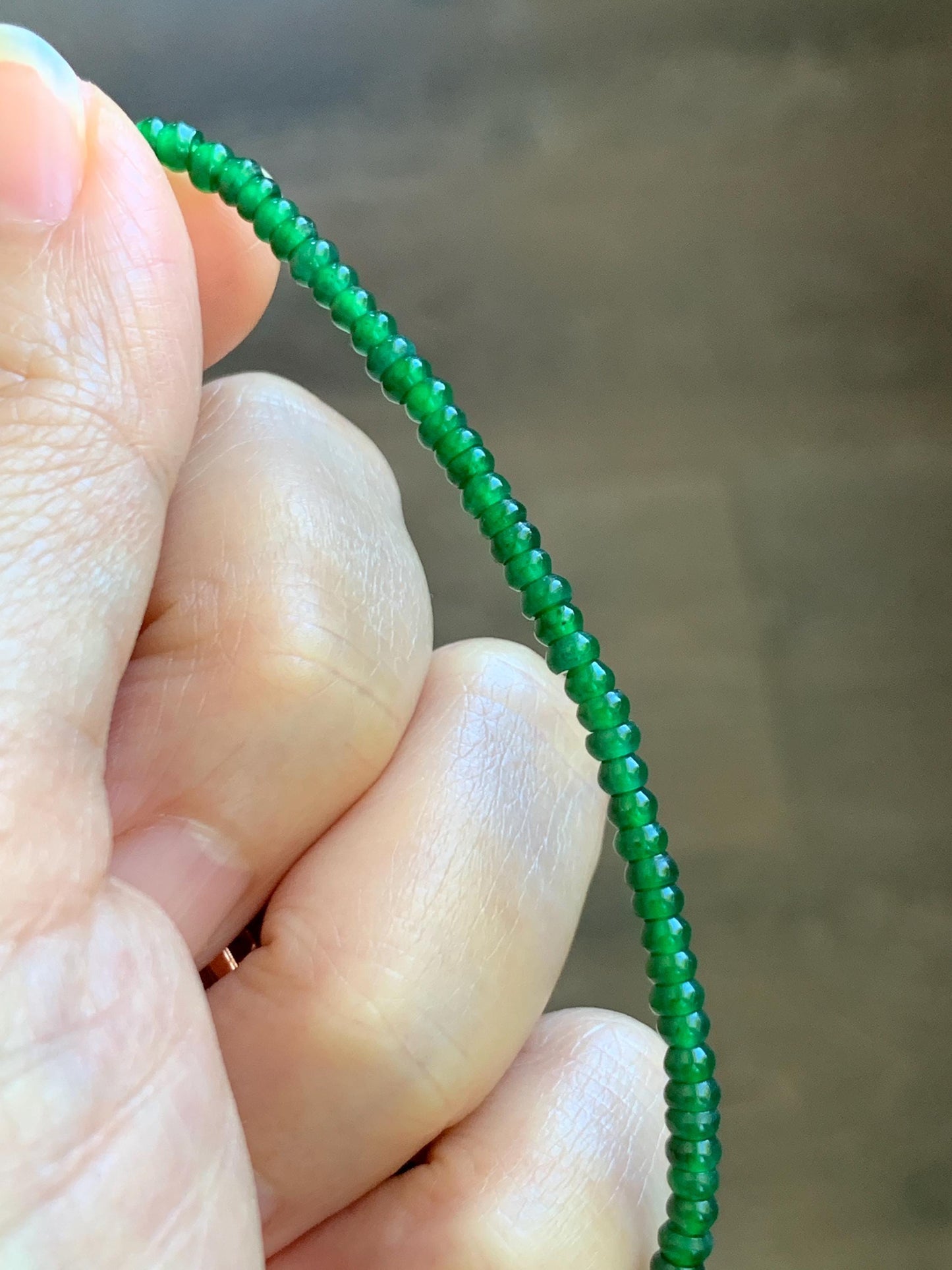 Certified Natural Grade A Guatemalan Icy Translucent Vibrant Jade Jadeite Petite Drum Beads Beaded Bracelet 3mm 6.75” 4.79g 天然冰危绿翡翠小鼓珠手串 261