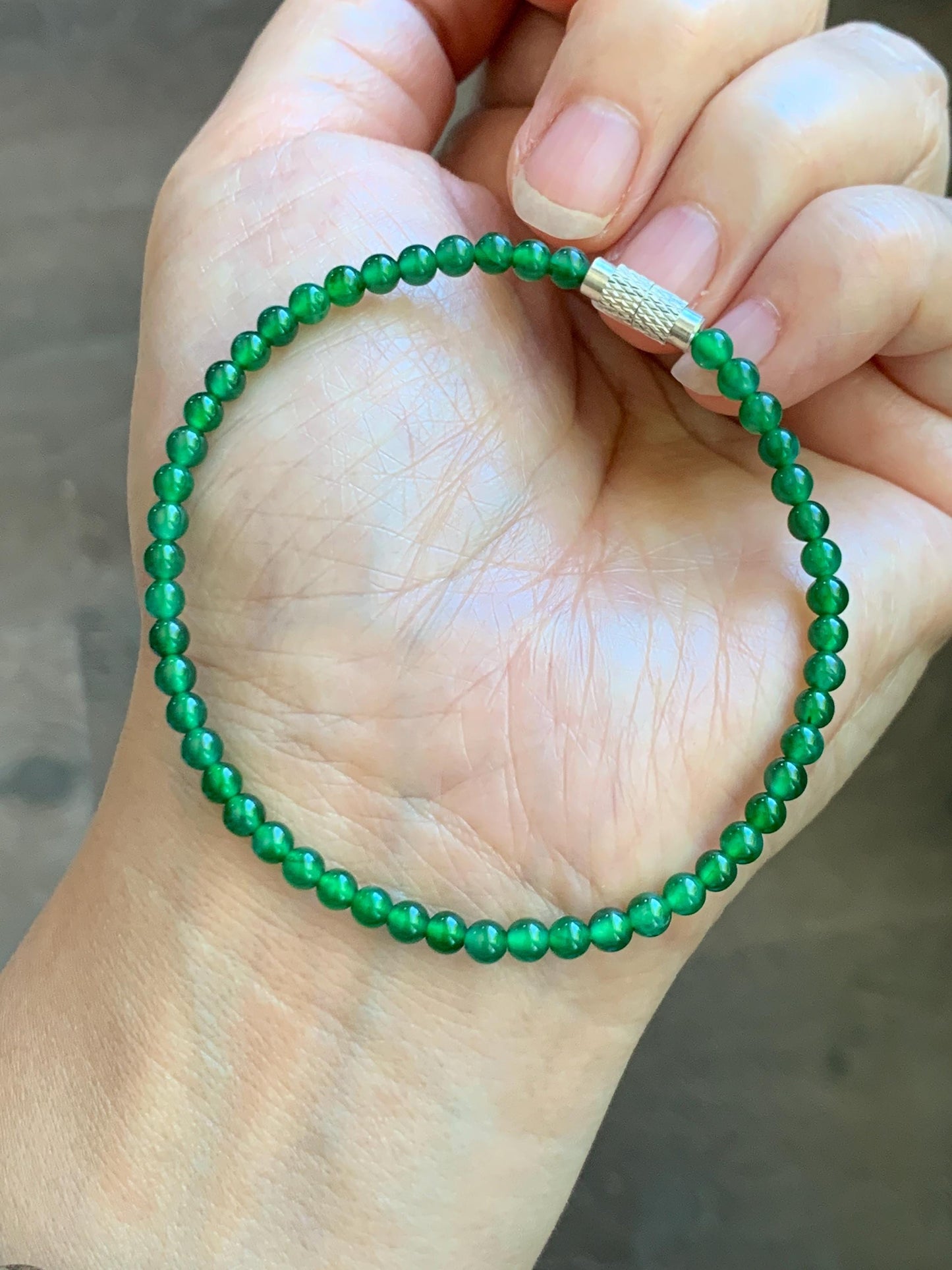 Natural Grade A Guatemalan Icy Highly Translucent Vibrant Green Jadeite Petite Beads Beaded Bracelet 7.25” 3.5mm 5g 天然冰危绿翡翠小卡圆珠手串 WXL240