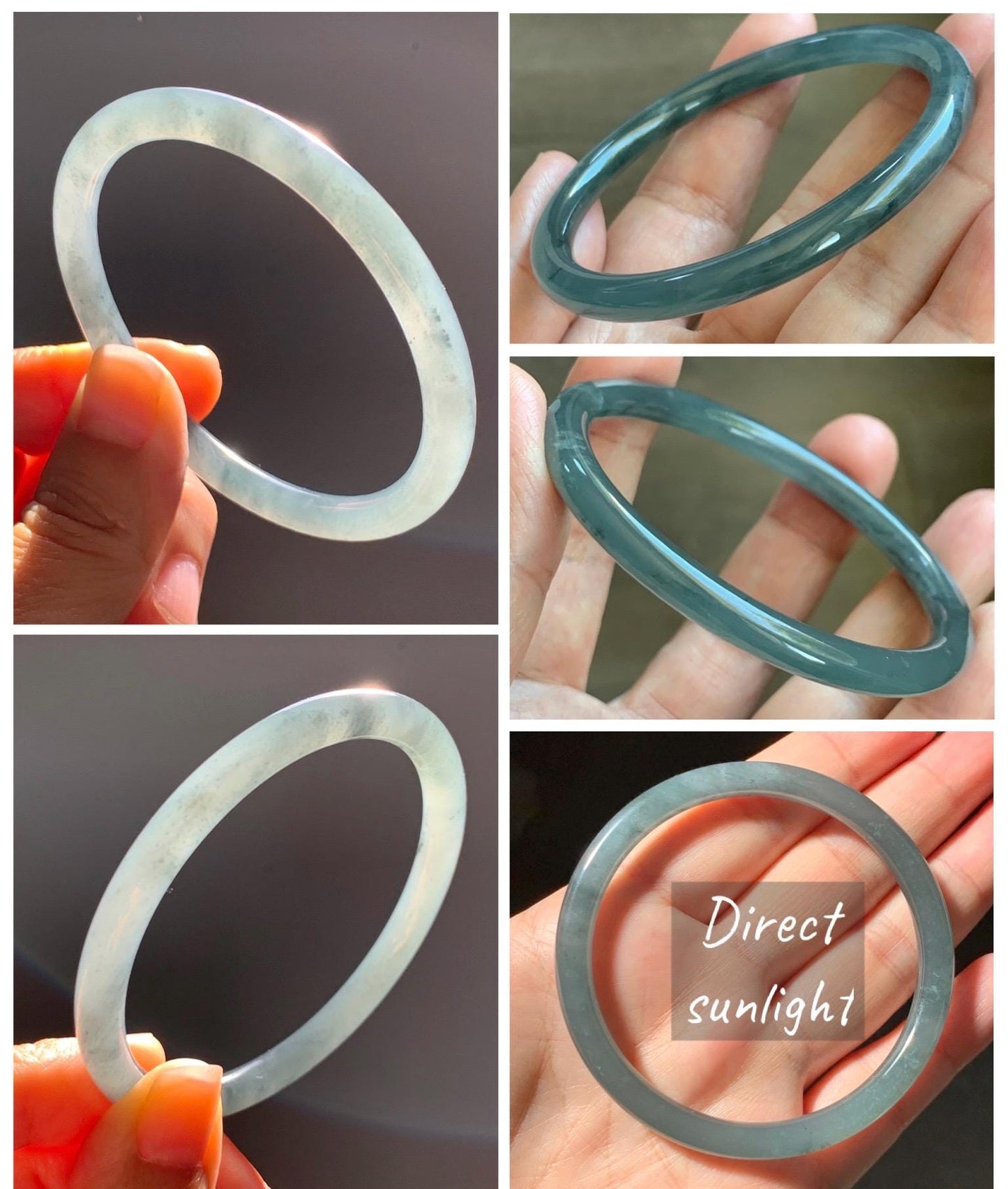 Certified Natural Grade A Guatemalan Icy Translucent Grayish Blue Wuji Marbled Jade Jadeite Bangle Bracelet 55.16mm 6.8” 天然冰危蓝灰乌鸡细圆条翡翠手镯 192